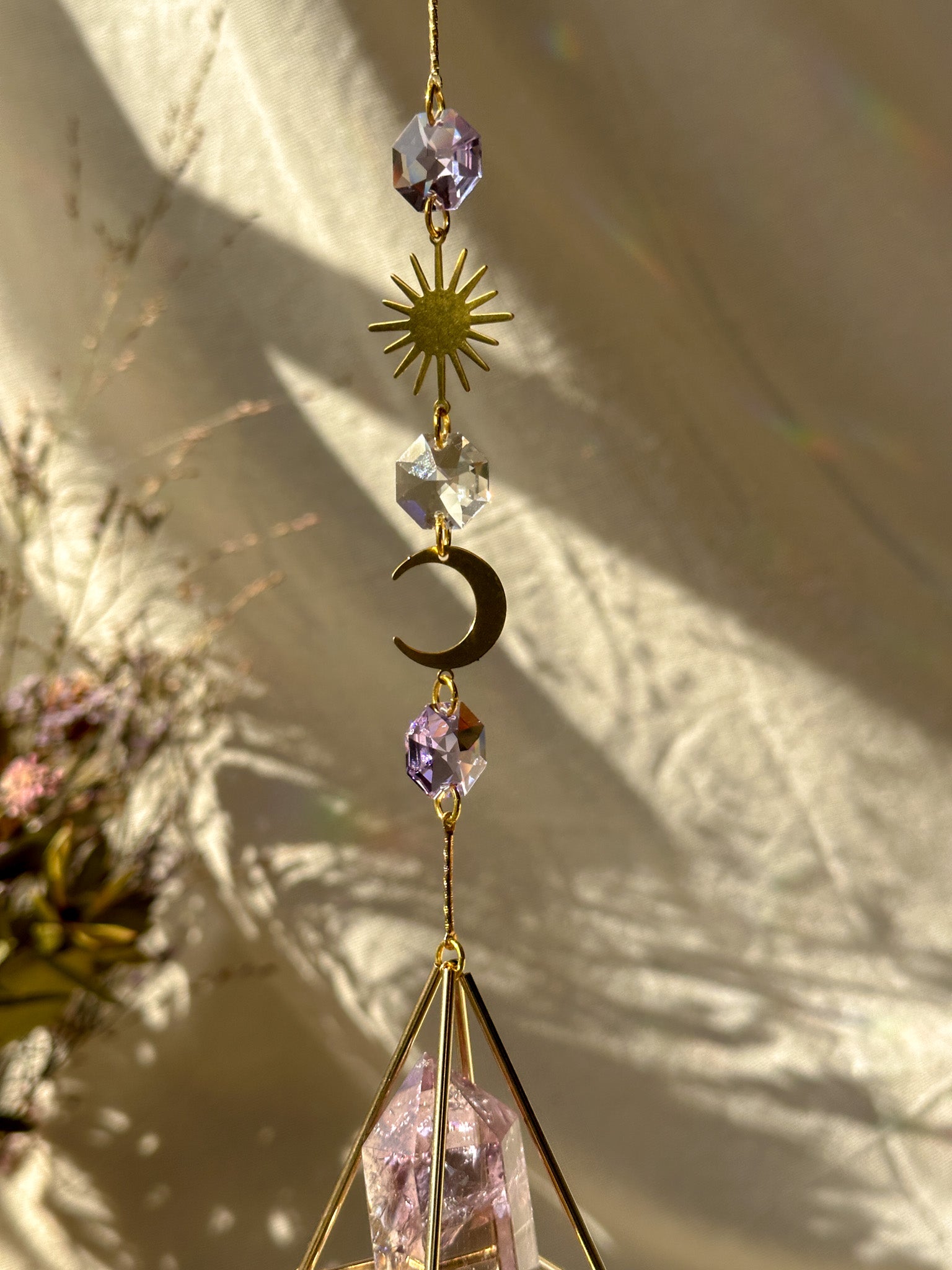 SUN and MOON - Smoky Quartz and Amethyst