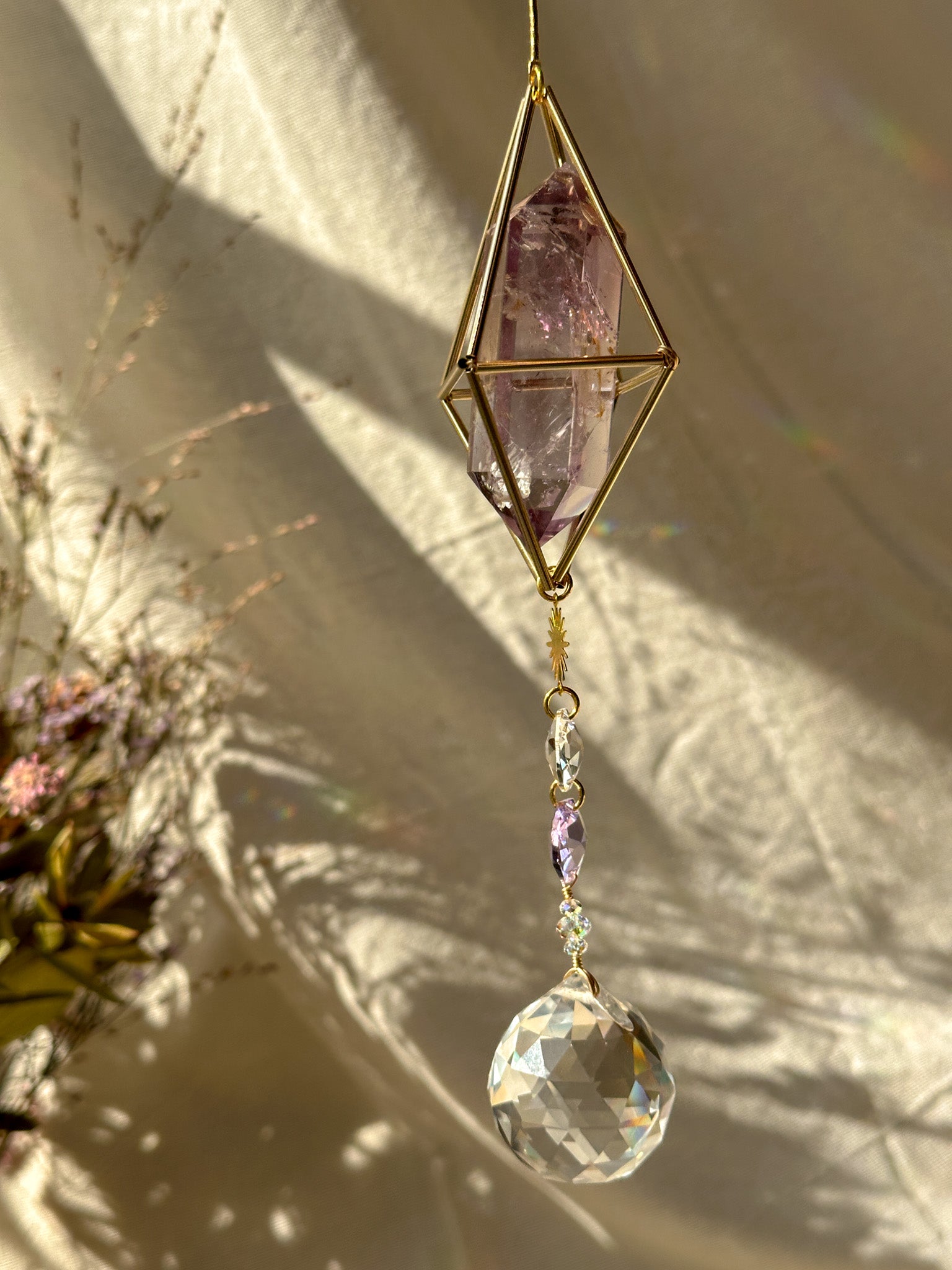 SUN and MOON - Smoky Quartz and Amethyst