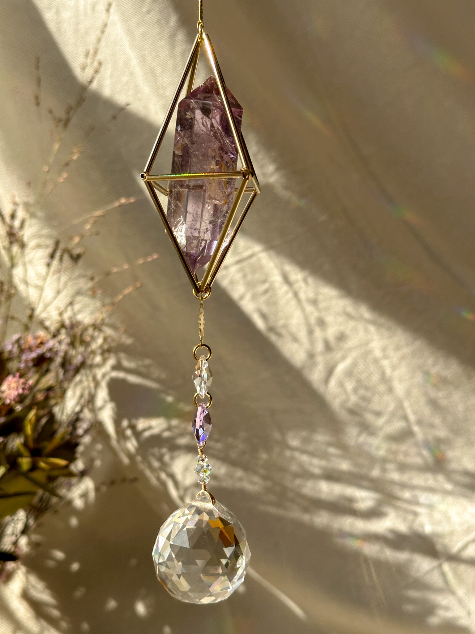 SUN and MOON - Smoky Quartz and Amethyst