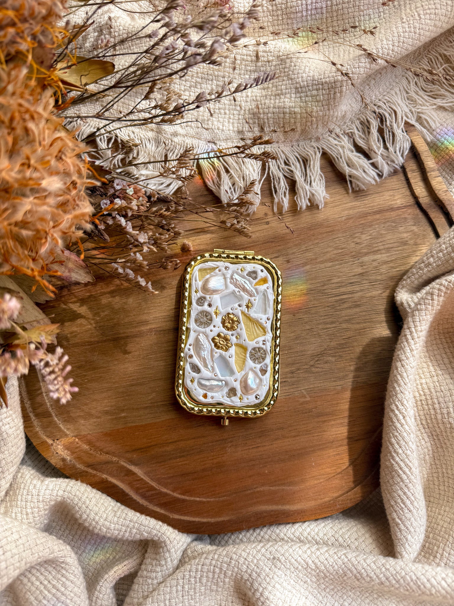 Upcycle glass mirror - Gold I - Pearl