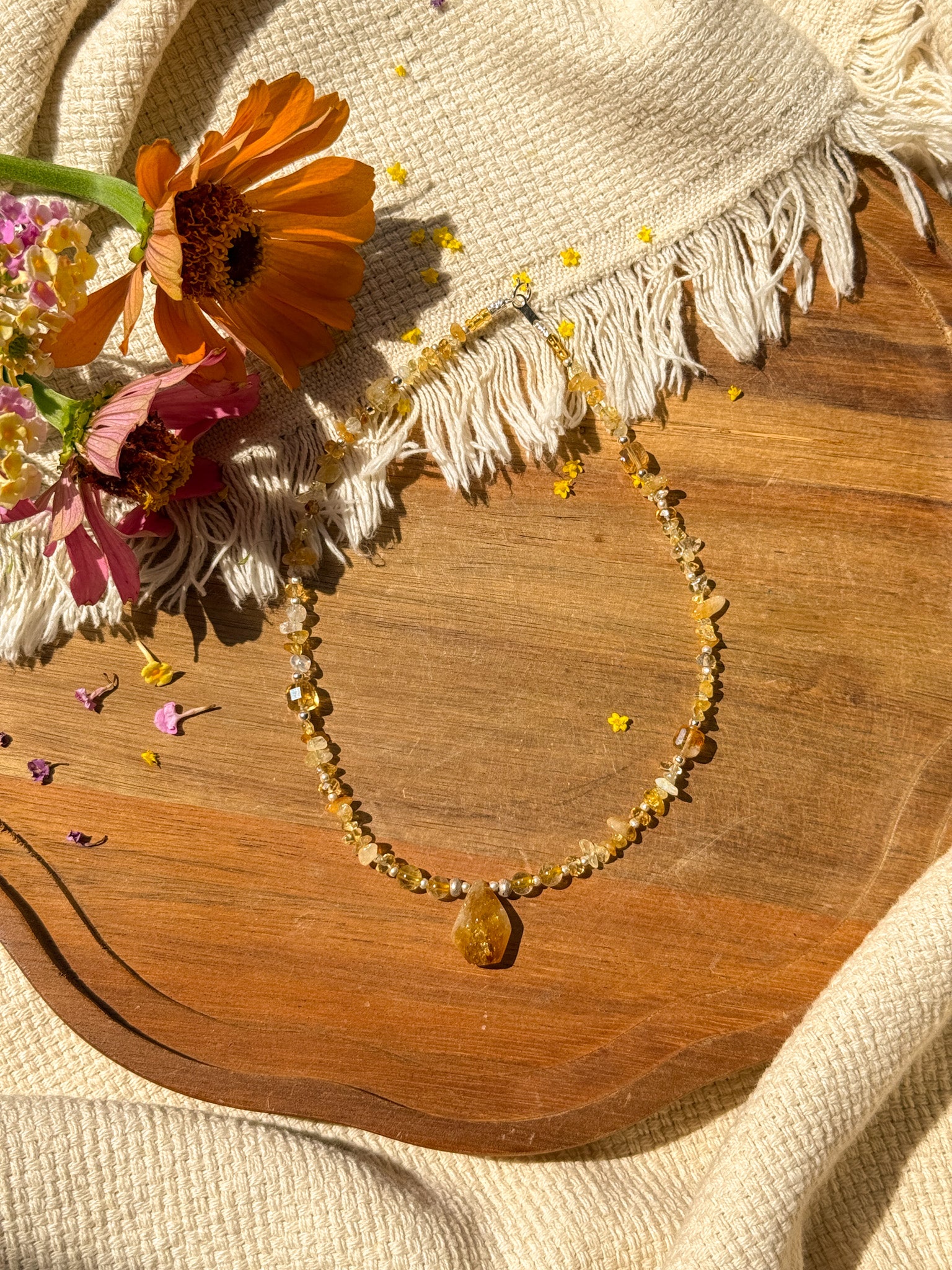 Citrine and Karen silver Necklace