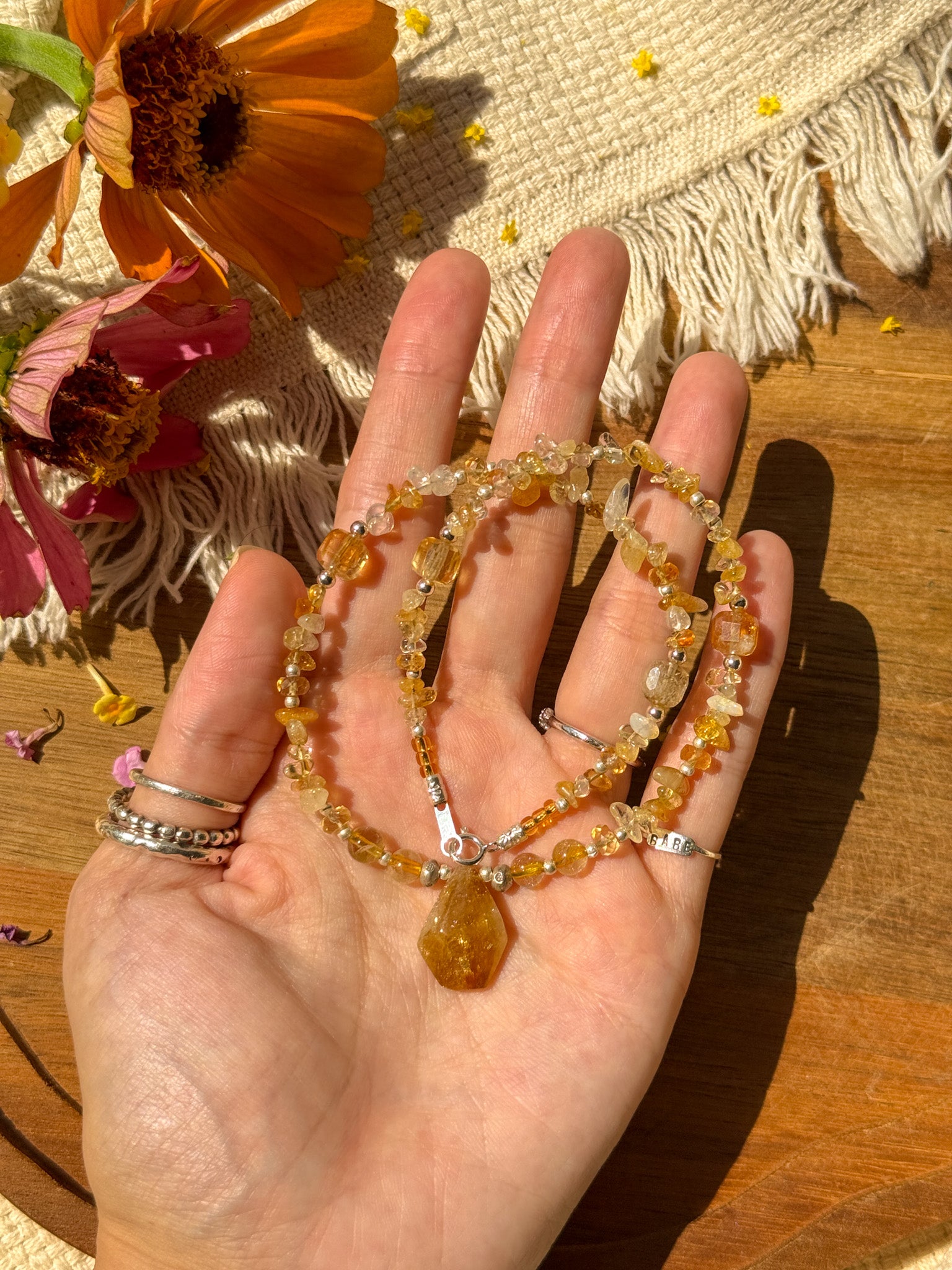 Citrine and Karen silver Necklace
