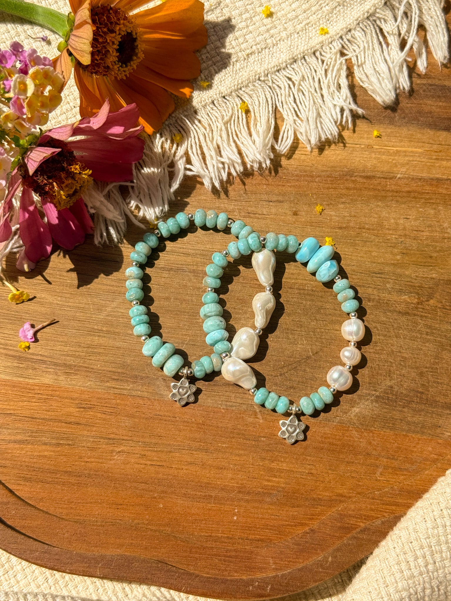 Larimar, Pearl and Karen Silver Bracelet ②