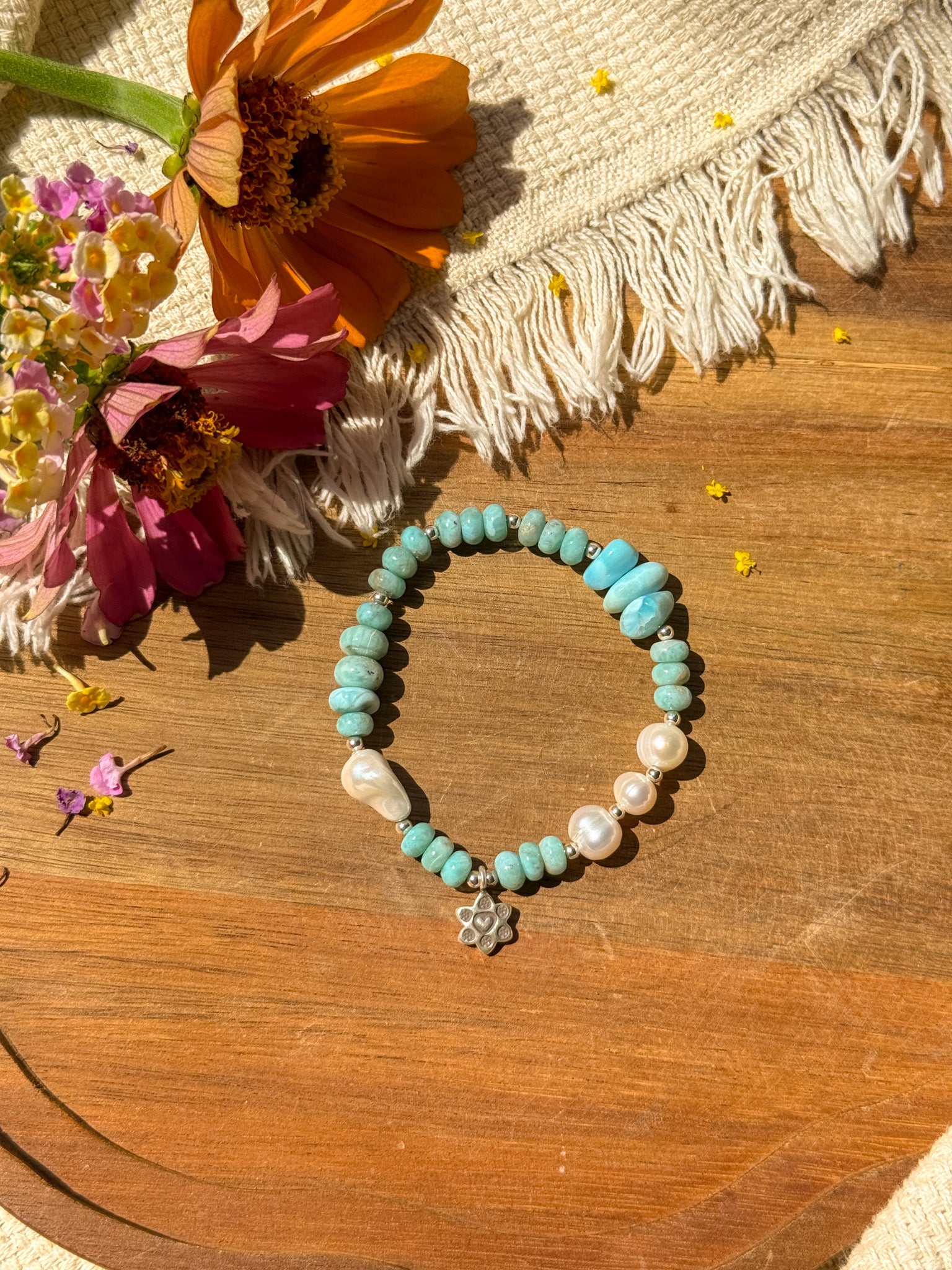 Larimar, Pearl and Karen Silver Bracelet ②