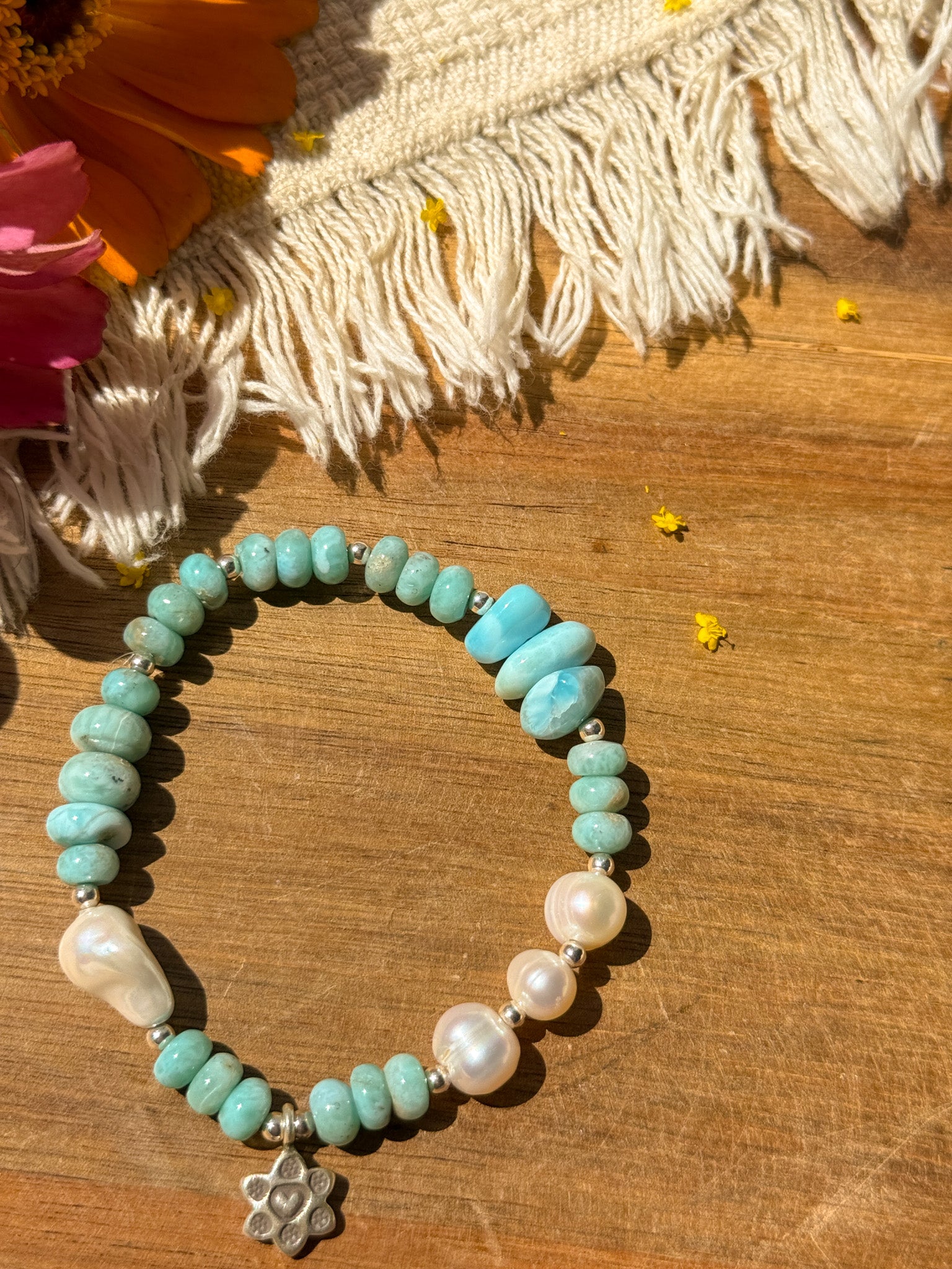 Larimar, Pearl and Karen Silver Bracelet ②