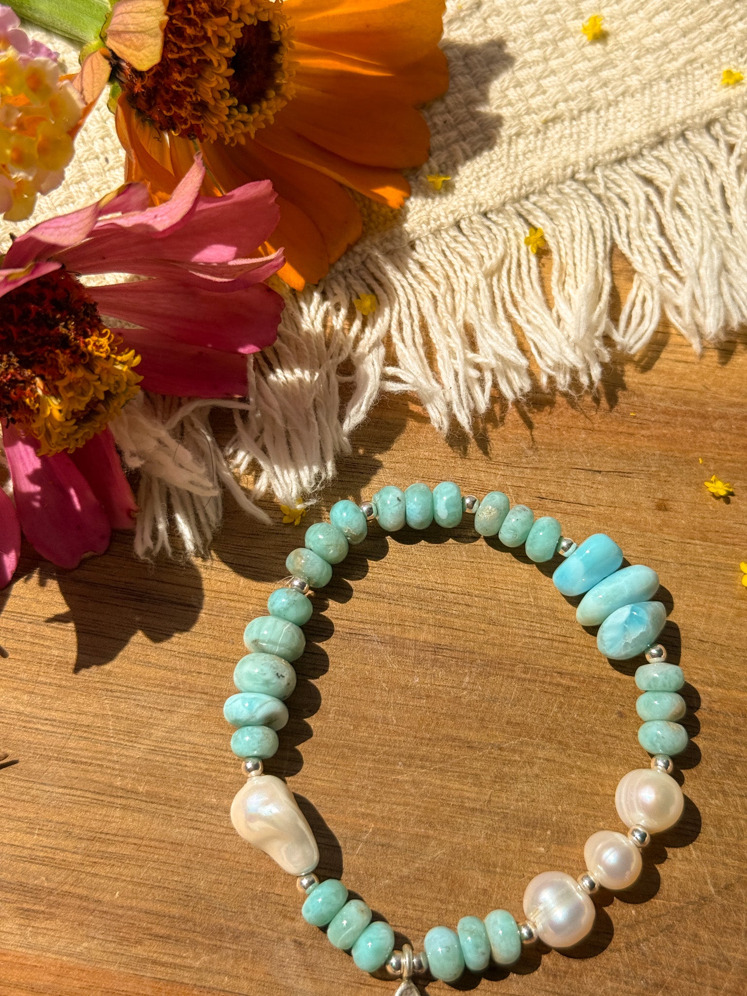 Larimar, Pearl and Karen Silver Bracelet ②