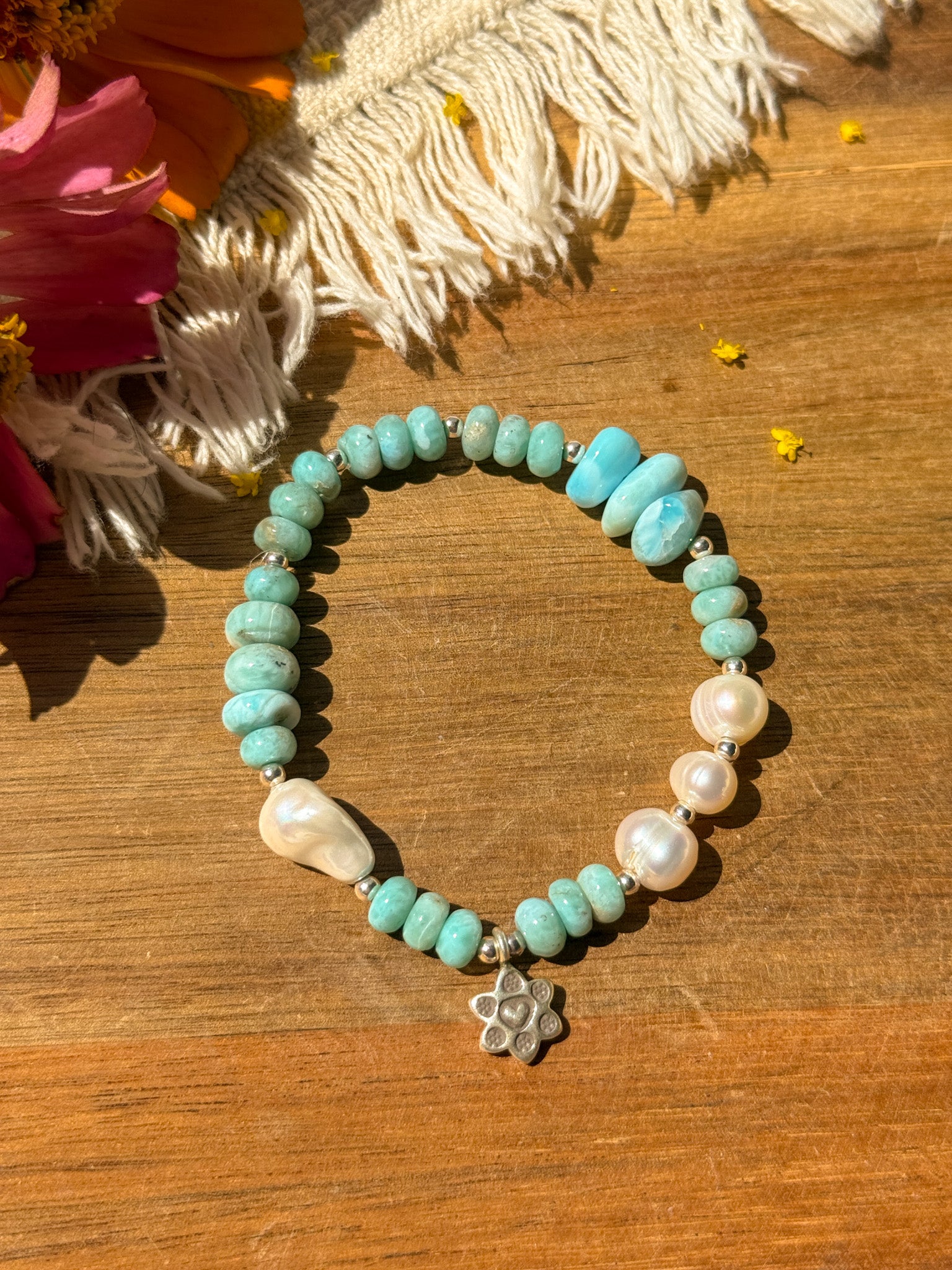 Larimar, Pearl and Karen Silver Bracelet ②