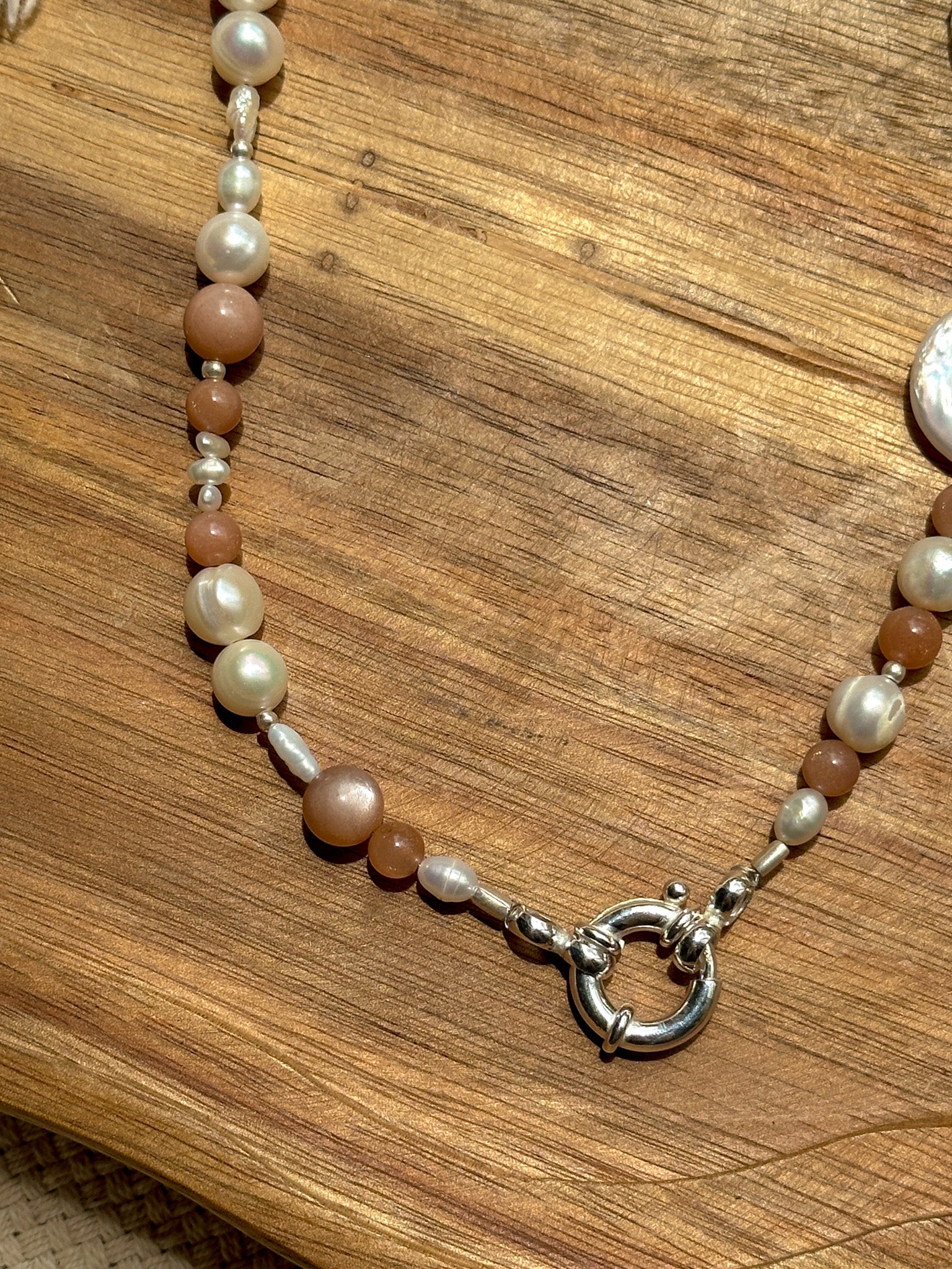 Necklace - Sunmoon, Herkimar diamond, Karen silver and Pearl