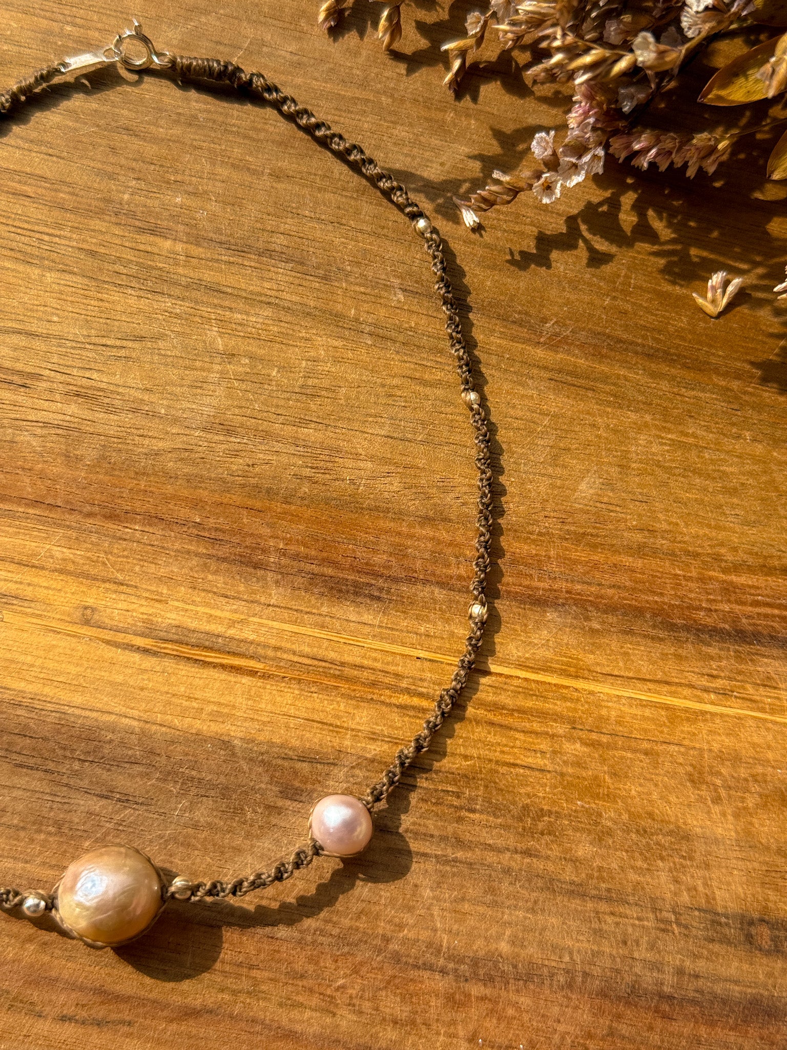 Macrame Choker - Pearl and Karen silver