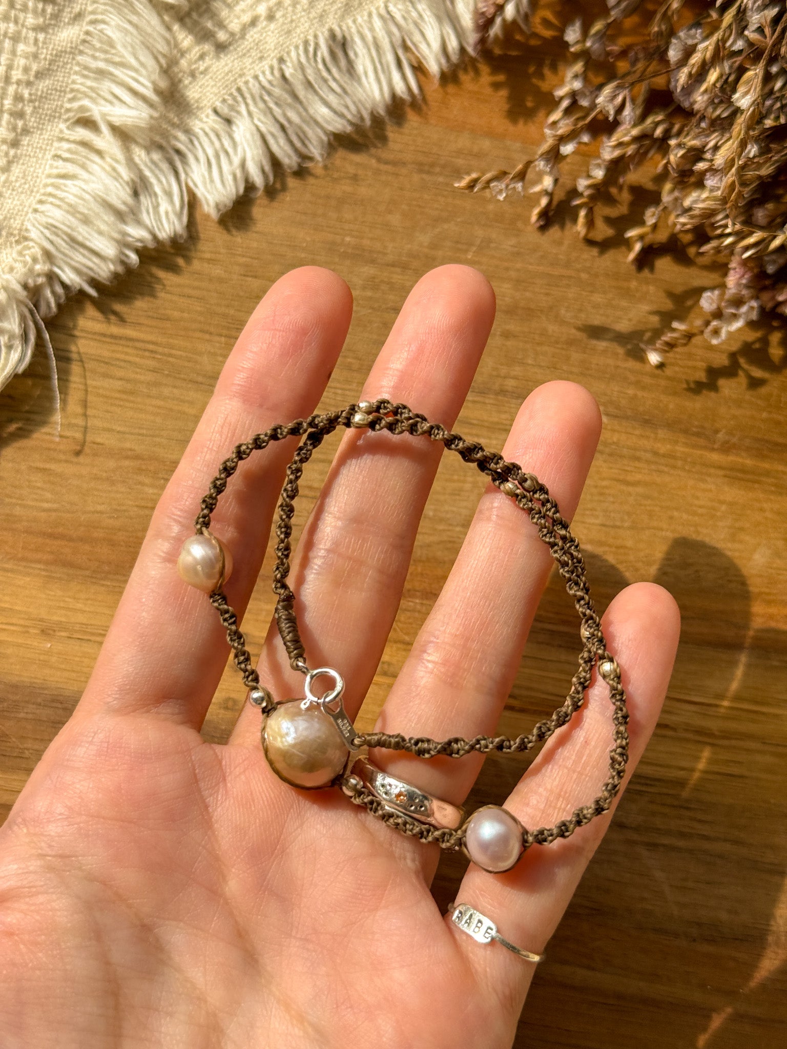 Macrame Choker - Pearl and Karen silver