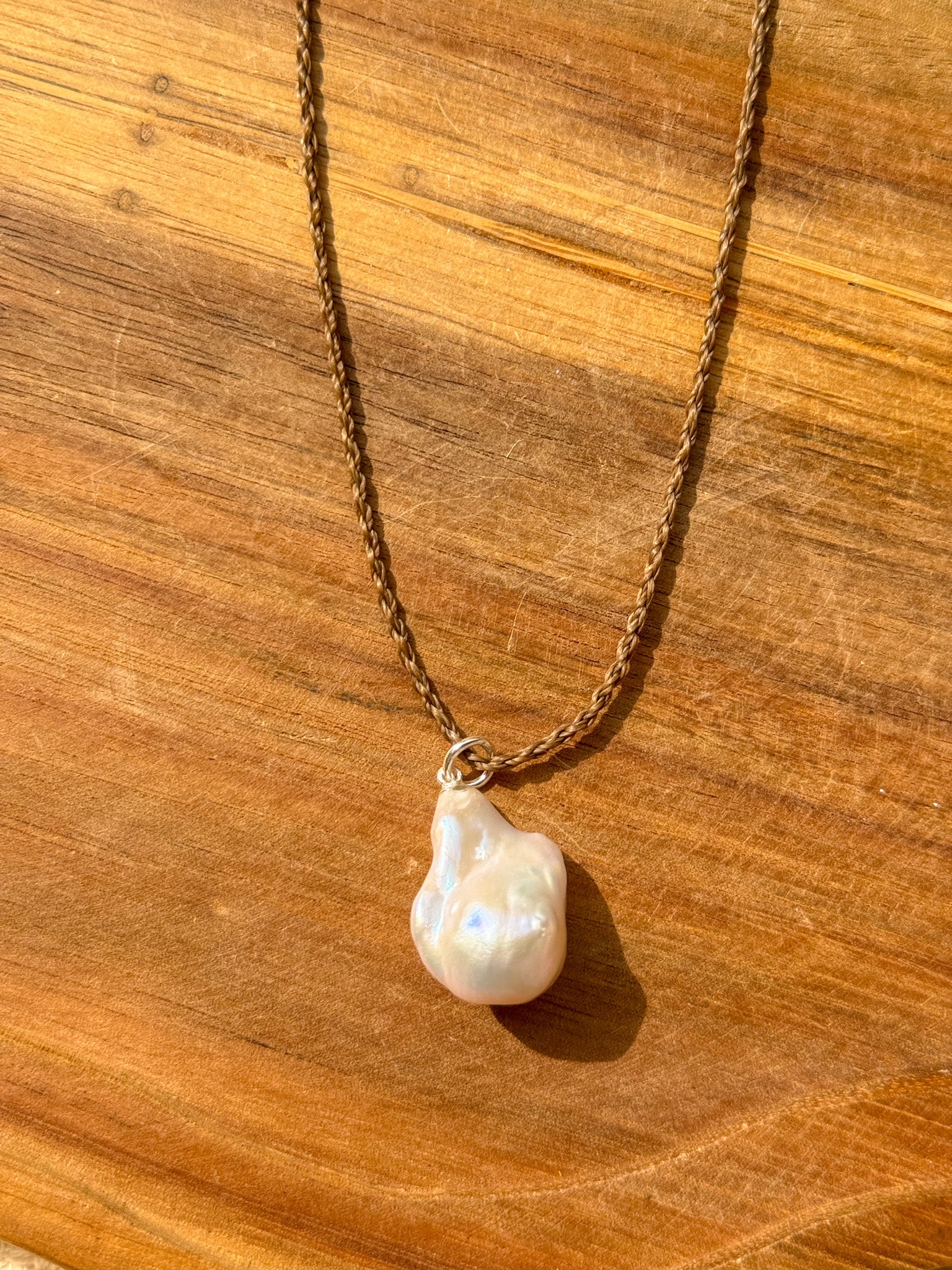 Macrame Necklace - Pearl  (Shorter)