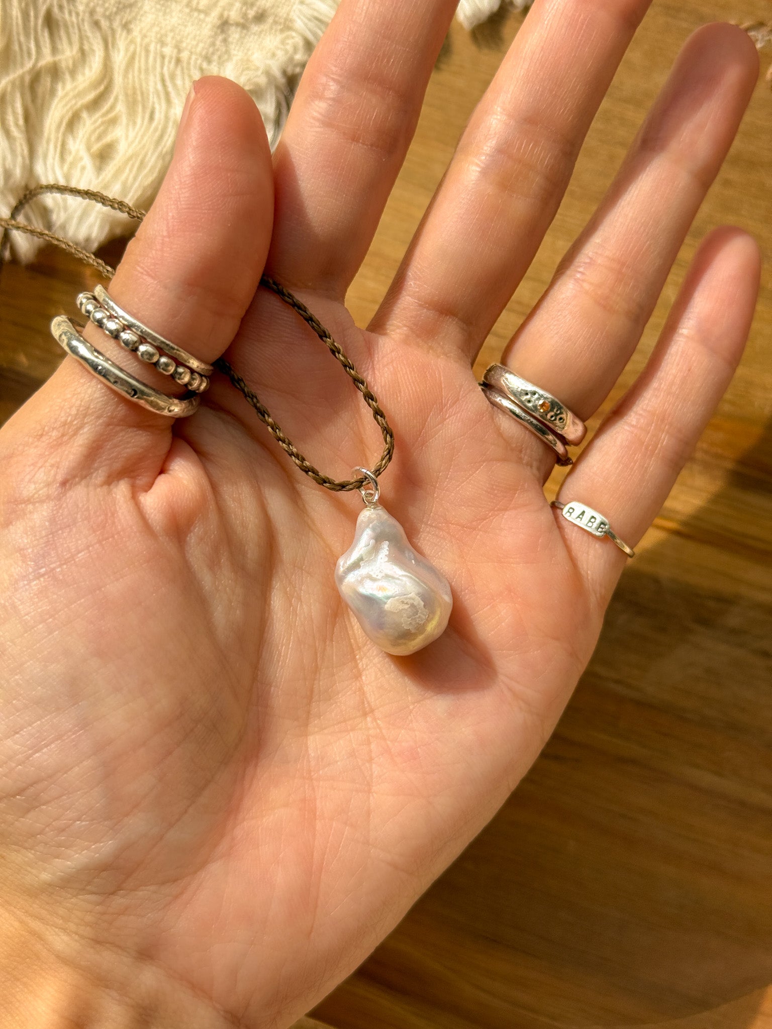 Macrame Necklace - Pearl  (Shorter)