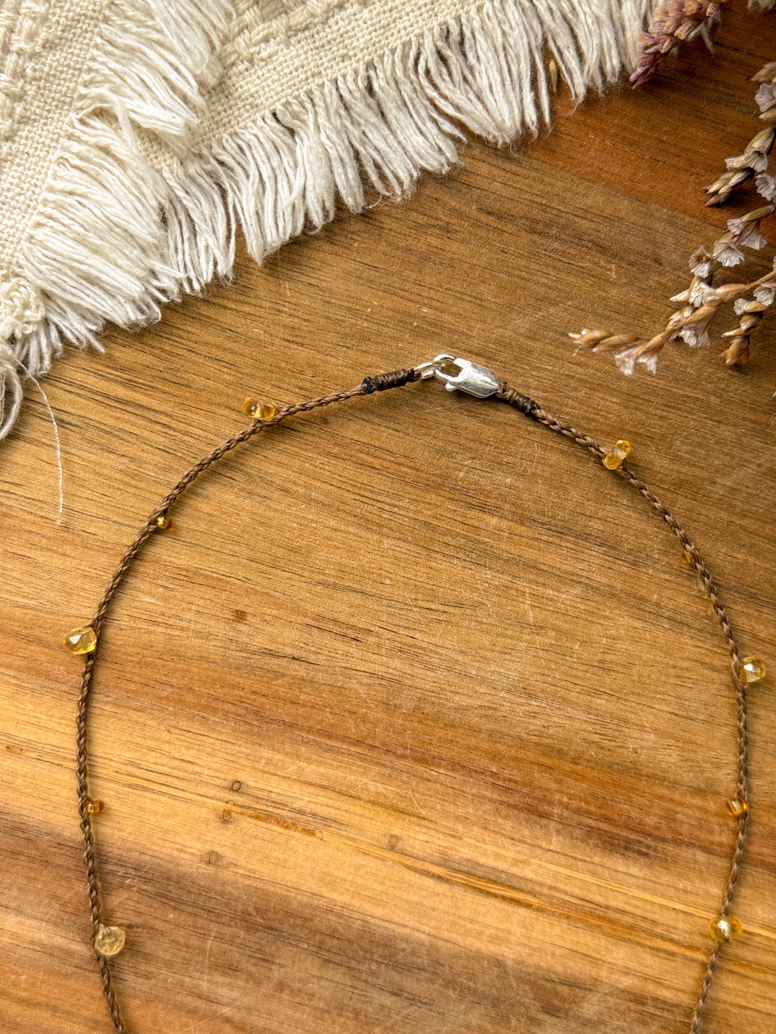 Macrame Necklace - Citrine and Karen silver