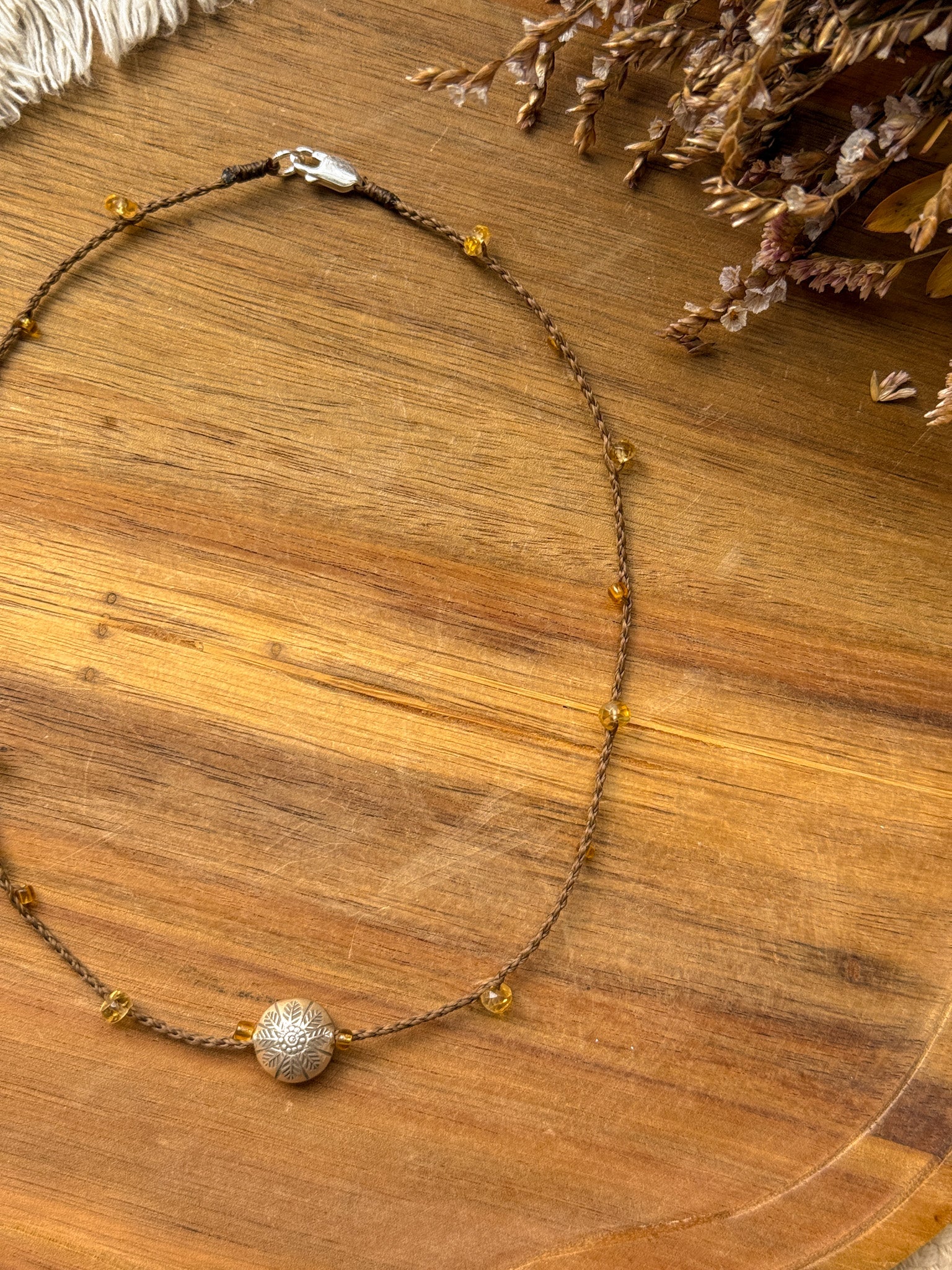 Macrame Necklace - Citrine and Karen silver