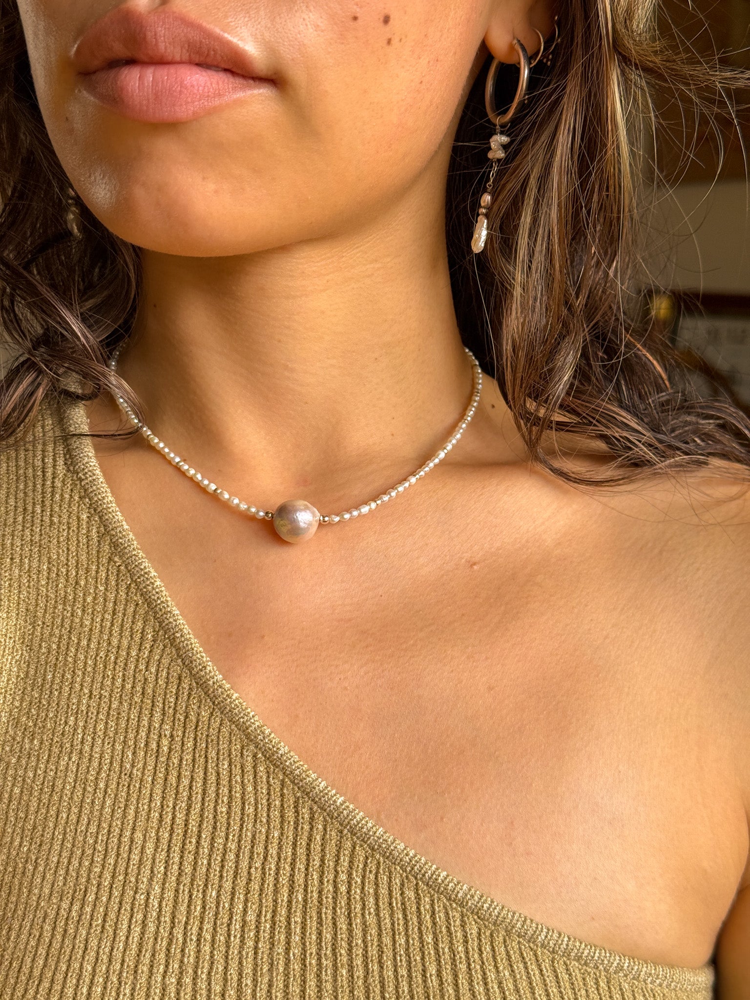 Necklace - Pearl and Karen silver