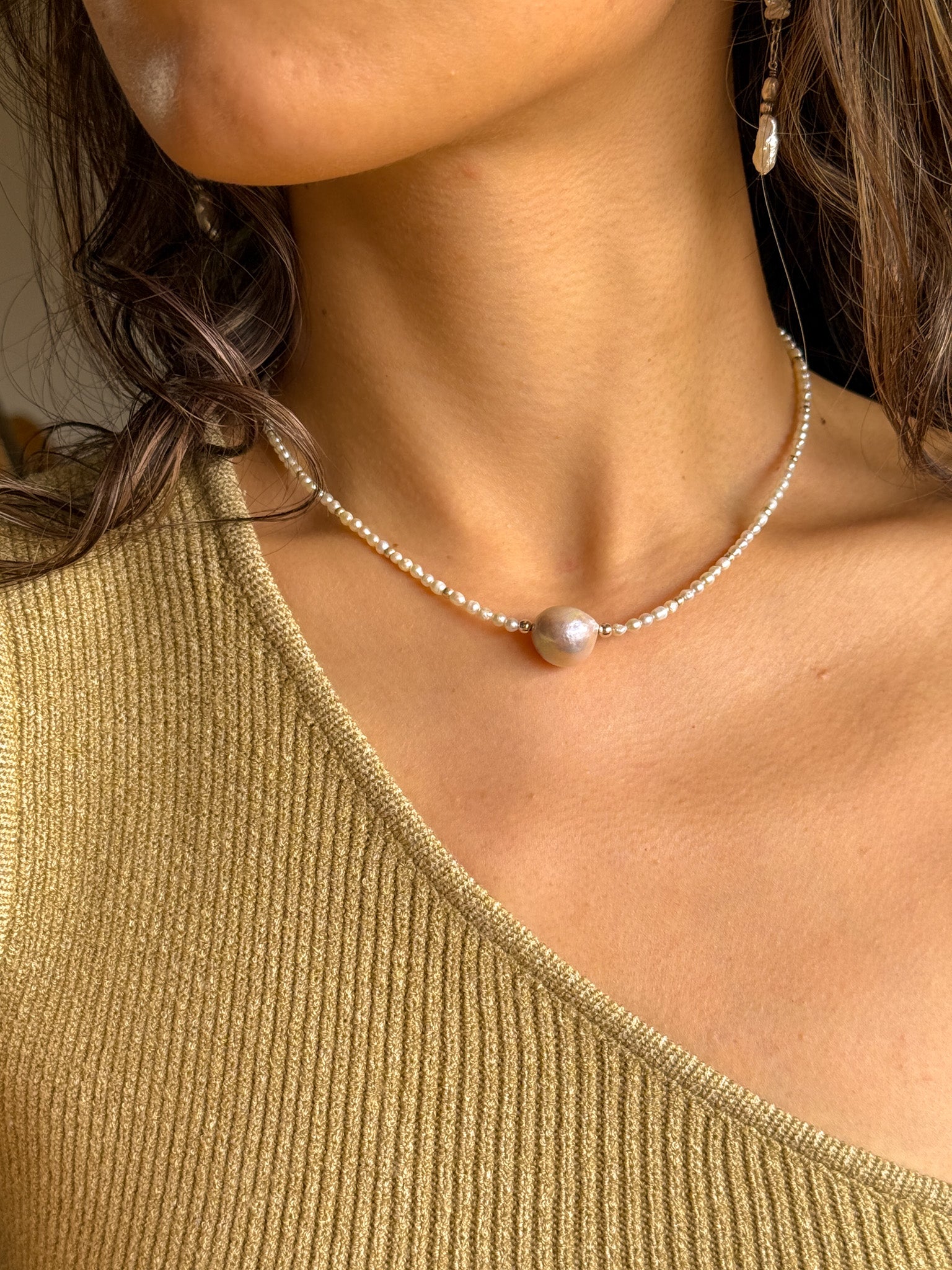 Necklace - Pearl and Karen silver