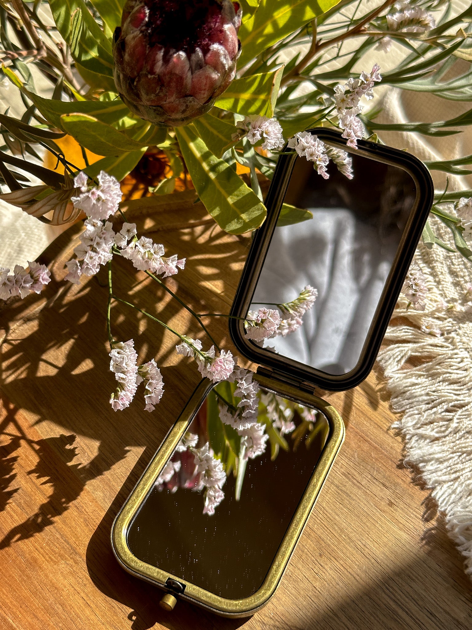 Upcycle glass mirror - Gold H - Pearl