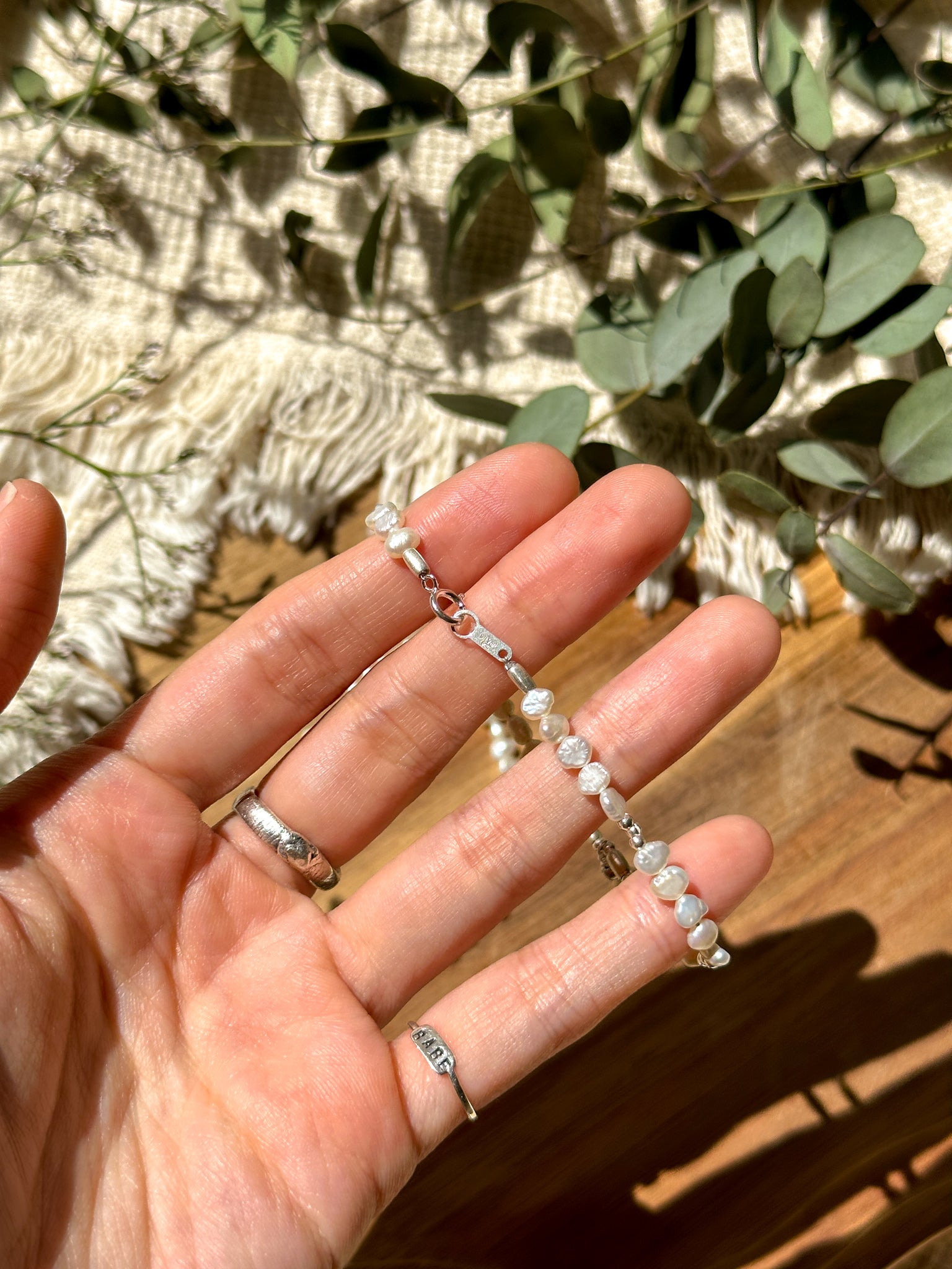 ＊UNISEX pearl & karen silver necklace