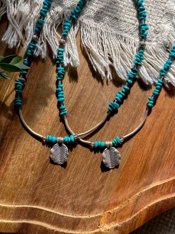 Karen Silver Necklace - Ice Obsidian and Turquoise