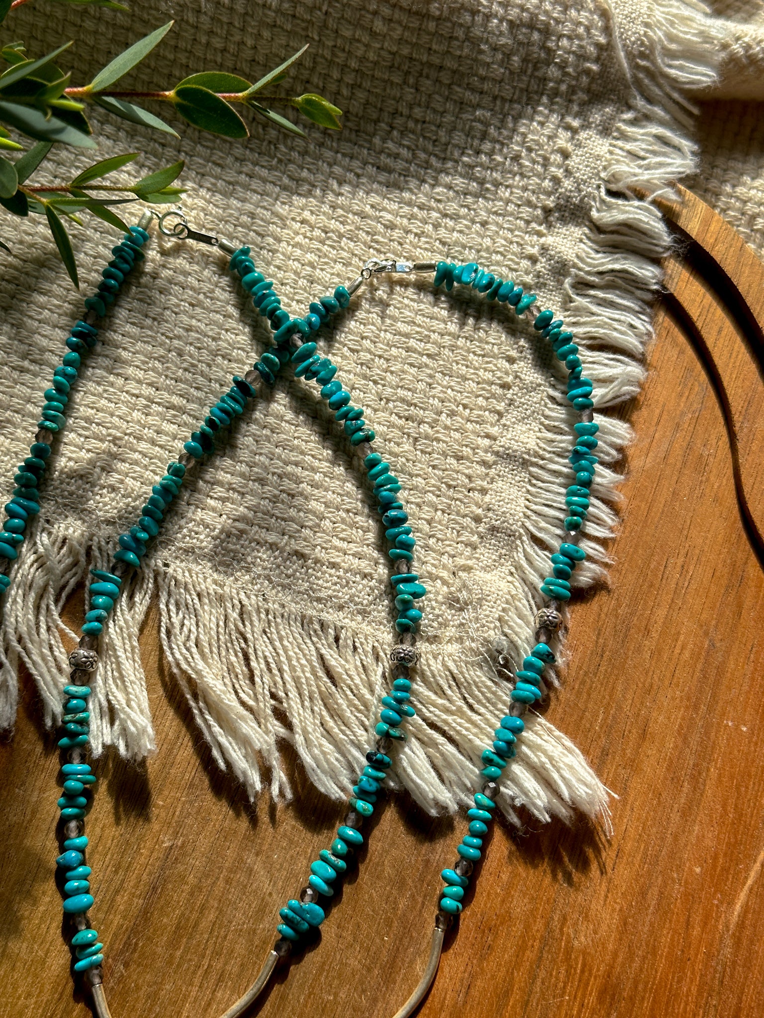 Karen Silver Necklace - Ice Obsidian and Turquoise - daisy doe