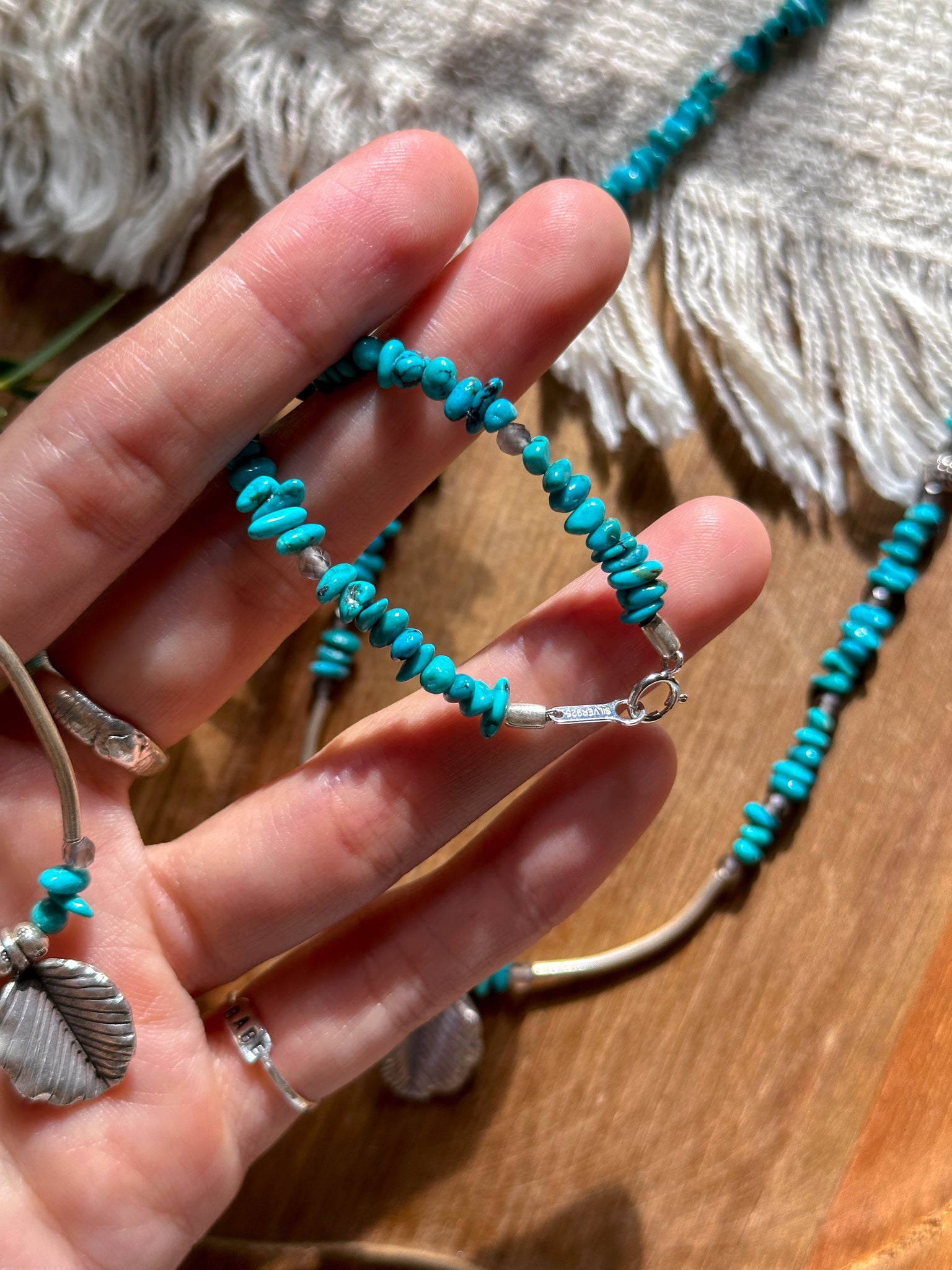 Karen Silver Necklace - Ice Obsidian and Turquoise - daisy doe