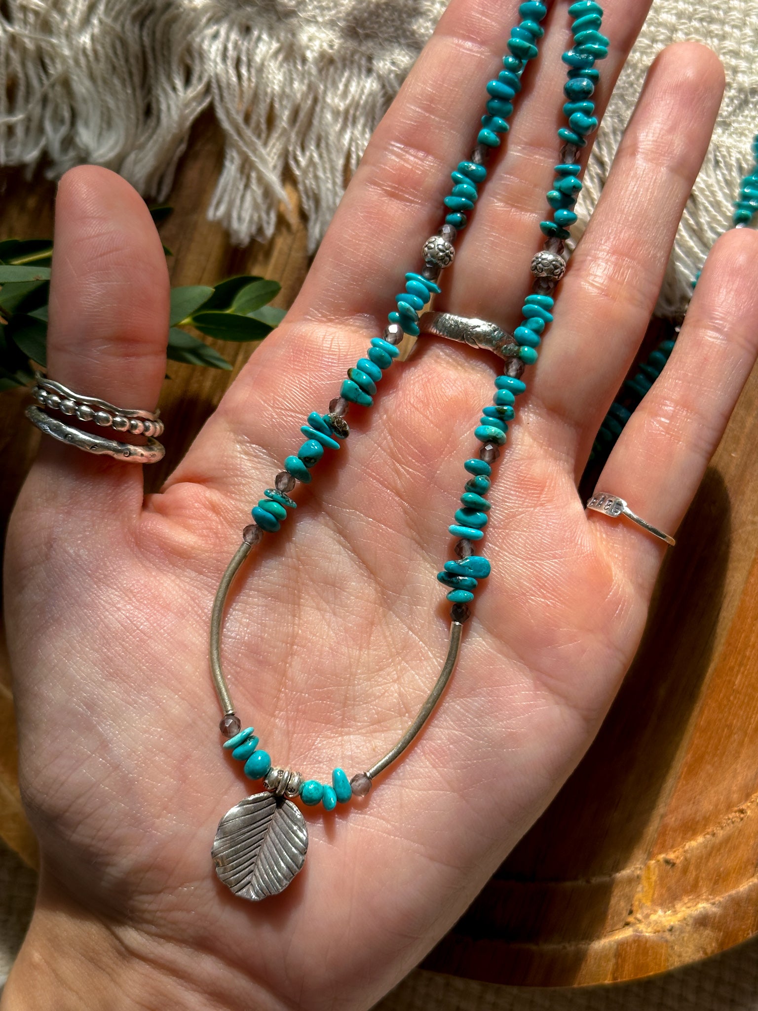 Karen Silver Necklace - Ice Obsidian and Turquoise - daisy doe