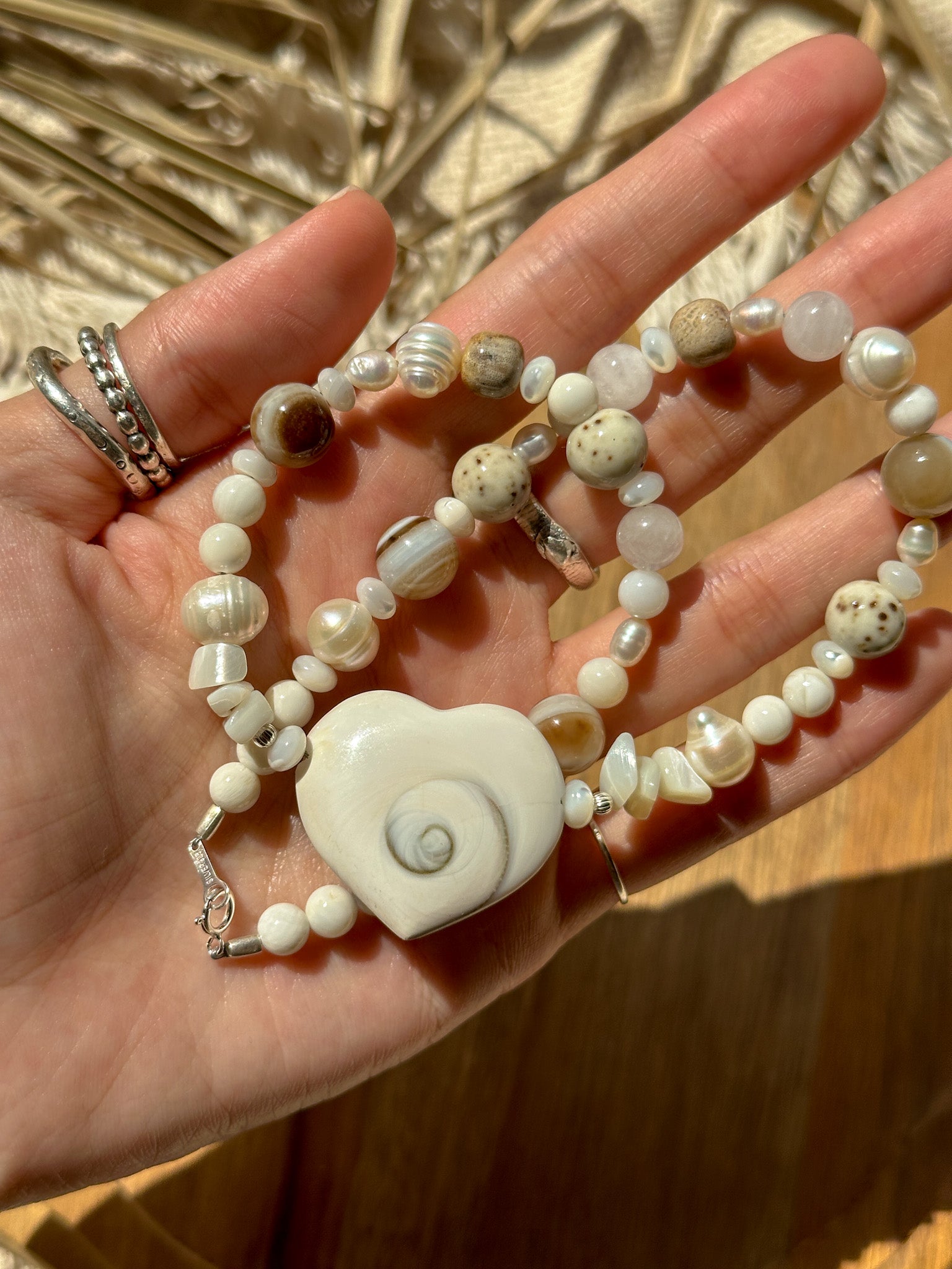 Summer Breeze - Fossil Coral, Shell, Hokutolite and Agate Bracelet D