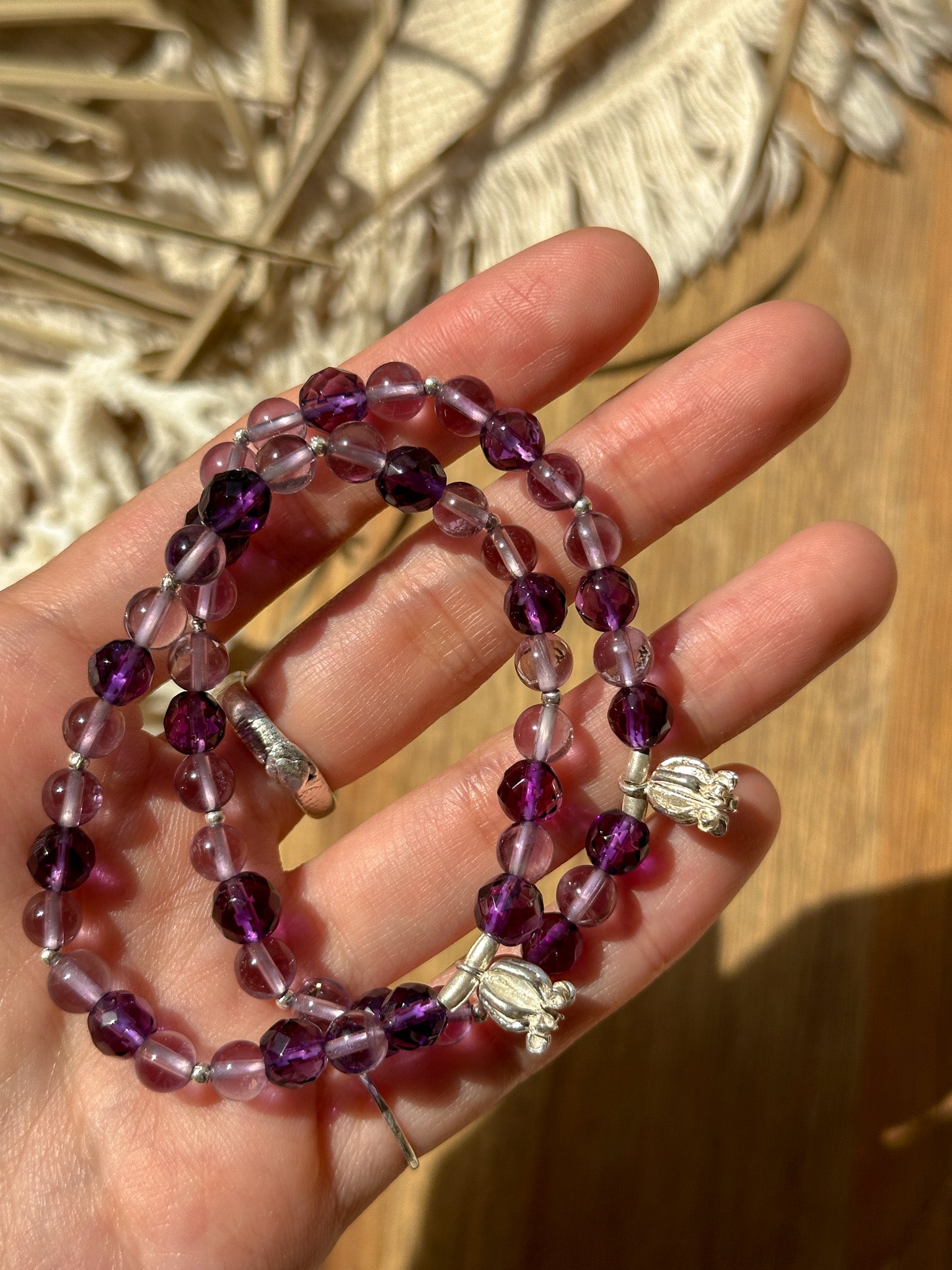 Amethyst, Karen Silver Bracelet - Lily of the Valley