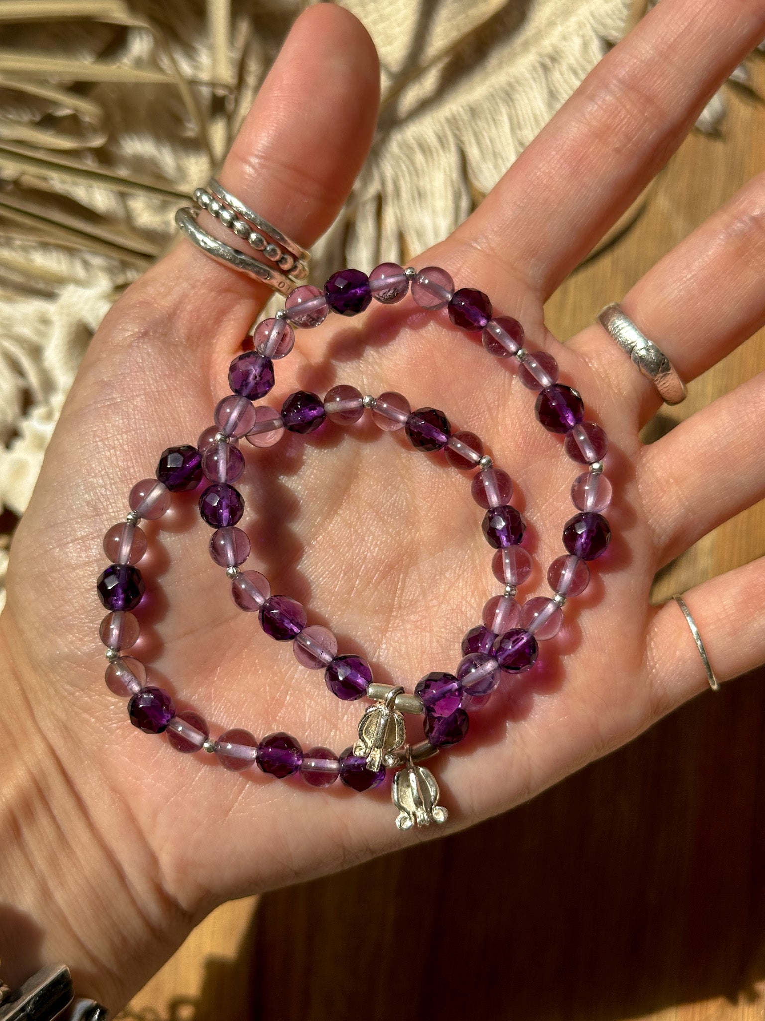 Amethyst, Karen Silver Bracelet - Lily of the Valley