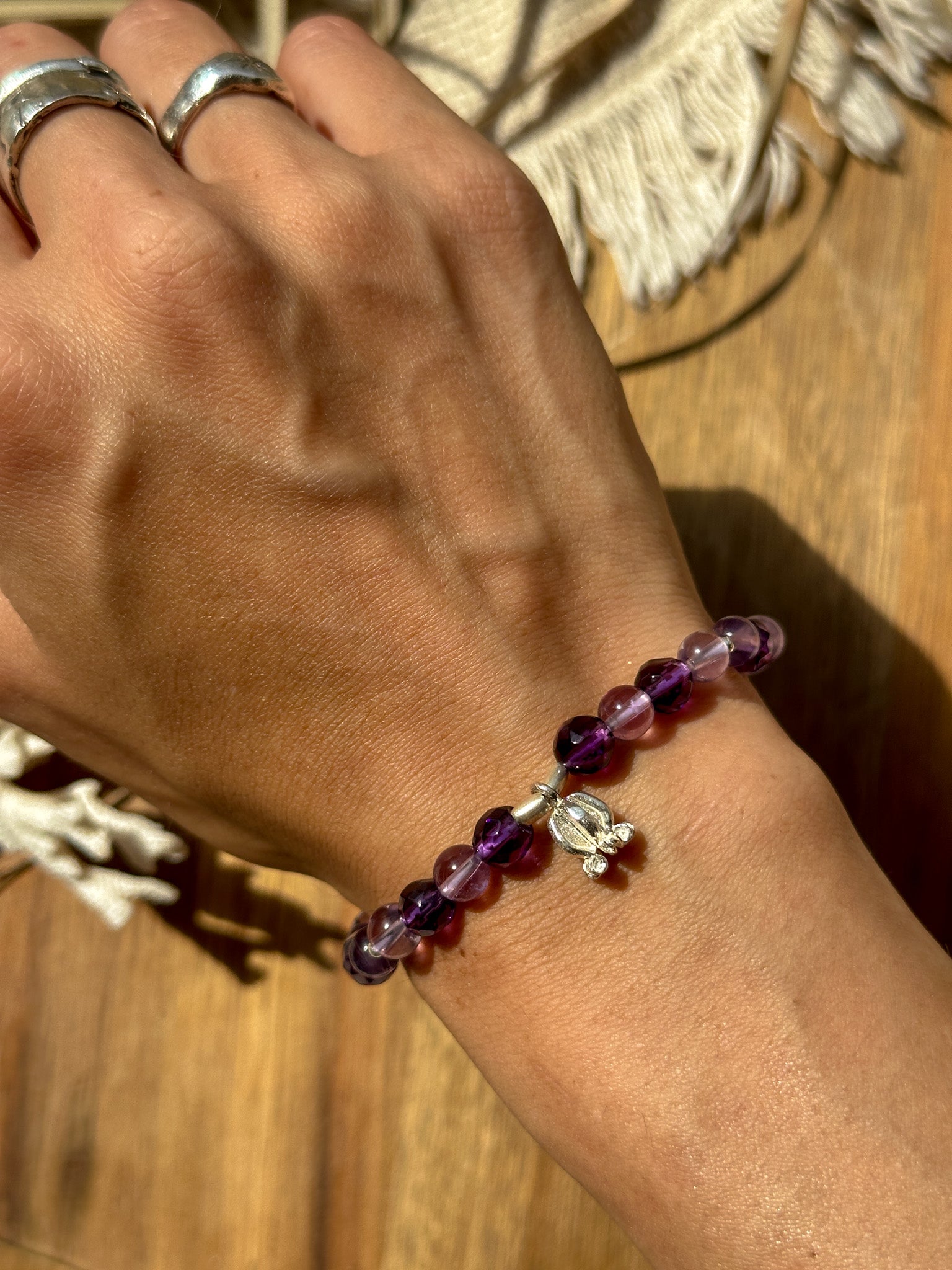 Amethyst, Karen Silver Bracelet - Lily of the Valley