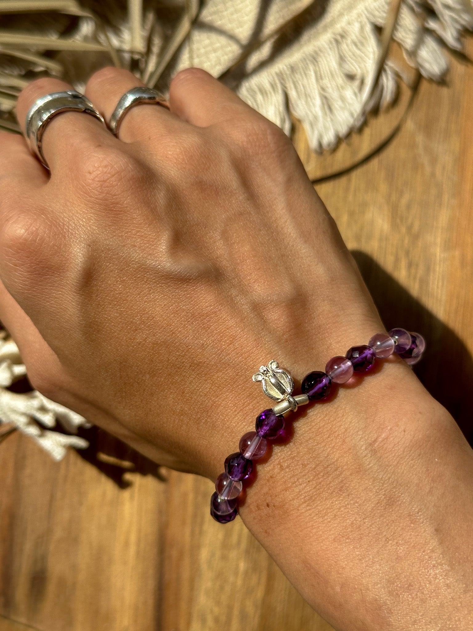 Amethyst, Karen Silver Bracelet - Lily of the Valley