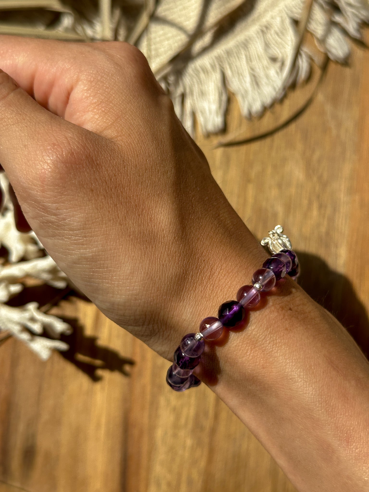 Amethyst, Karen Silver Bracelet - Lily of the Valley