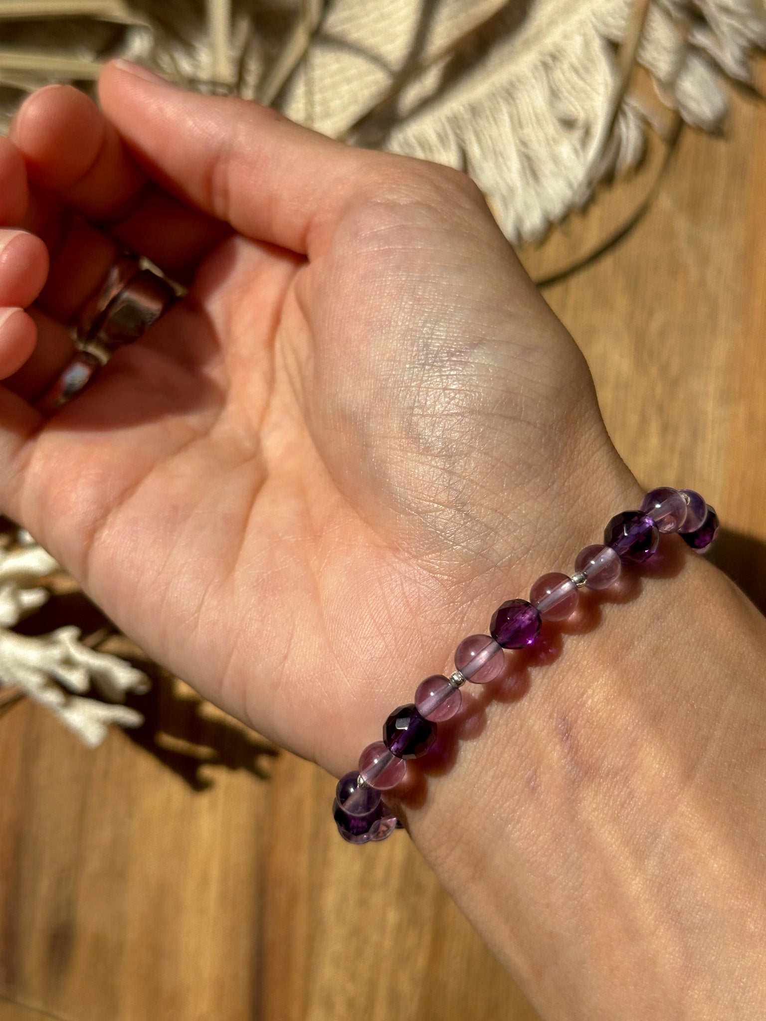 Amethyst, Karen Silver Bracelet - Lily of the Valley