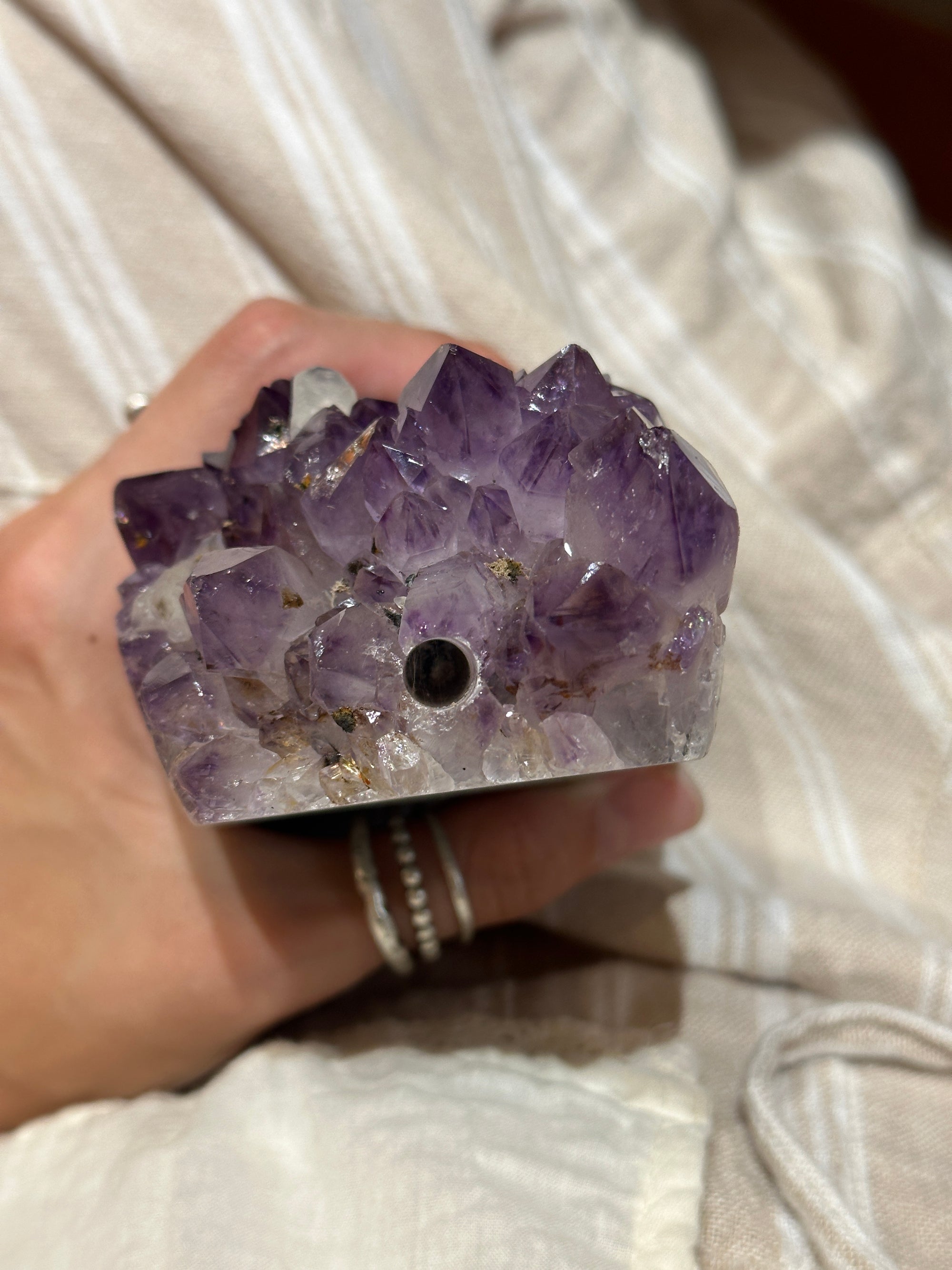 Amethyst Cluster with Clear Quartz