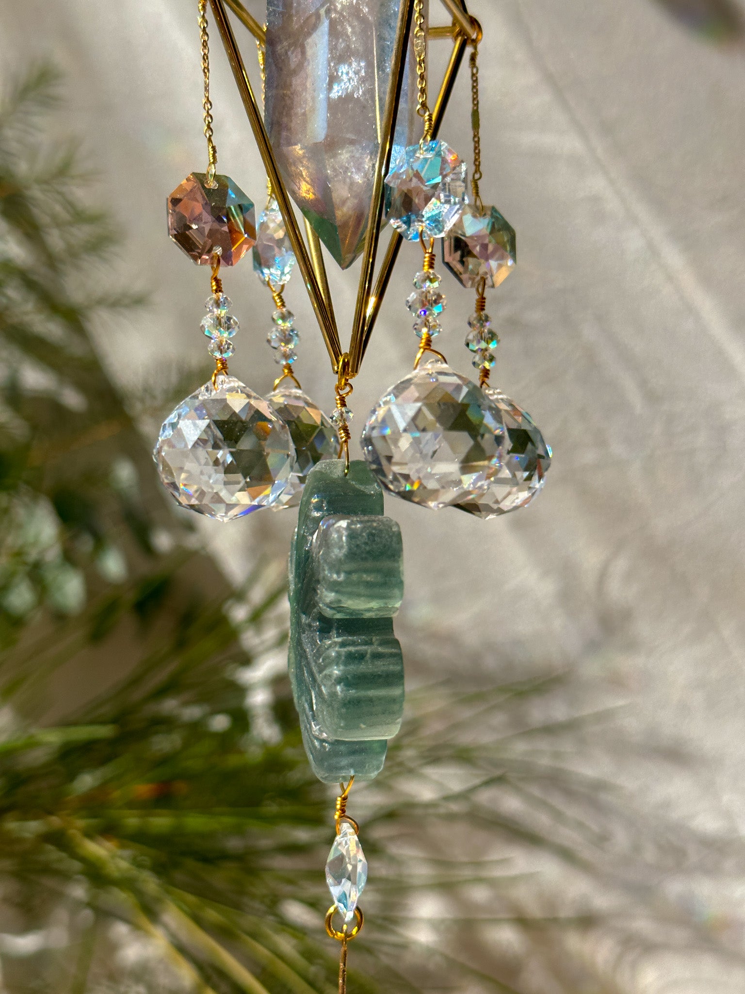 Snowflake - Galaxy Rainbow Aura Quartz and Fluorite