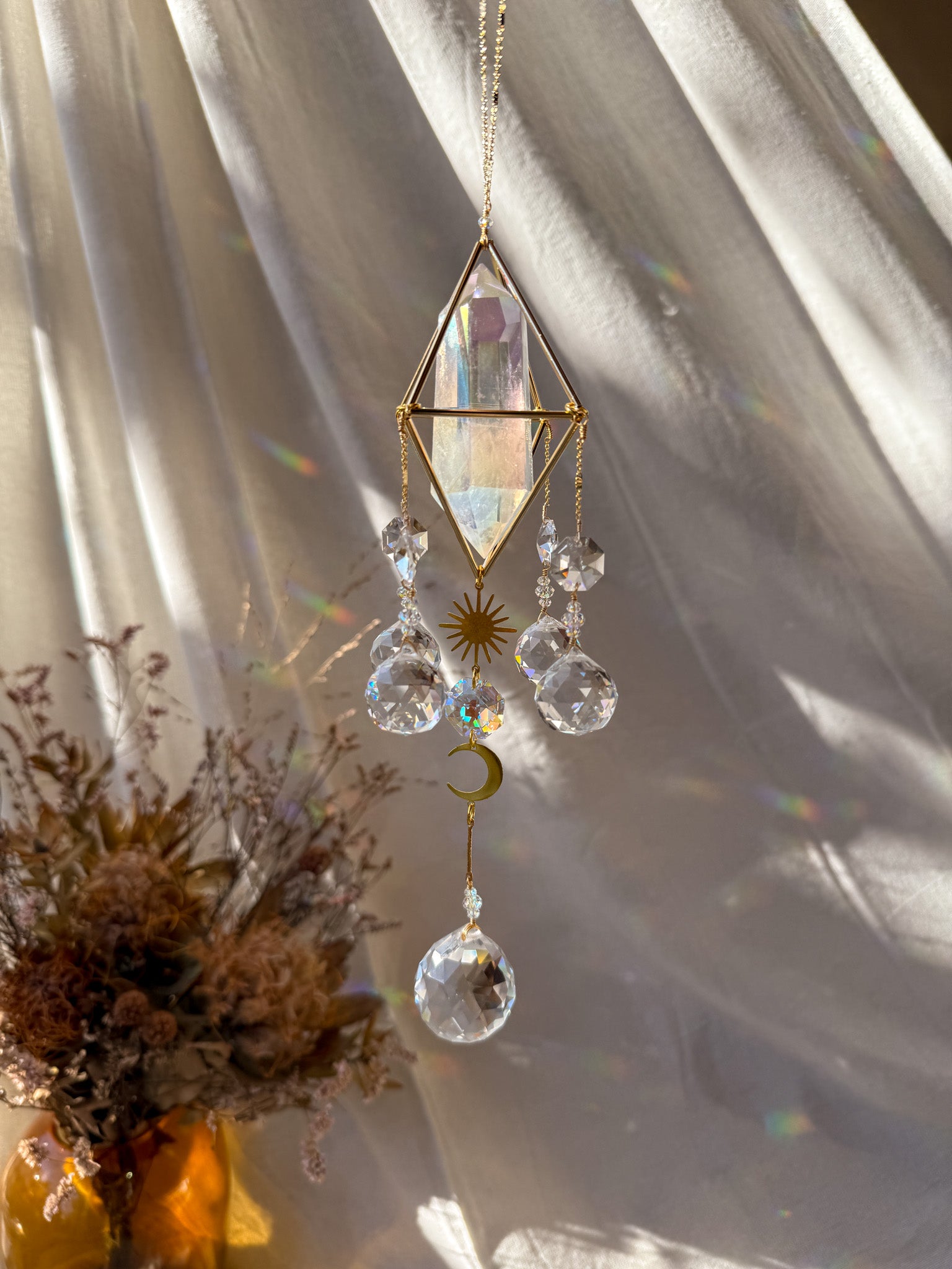 SUN and MOON - Rainbow Aura Quartz