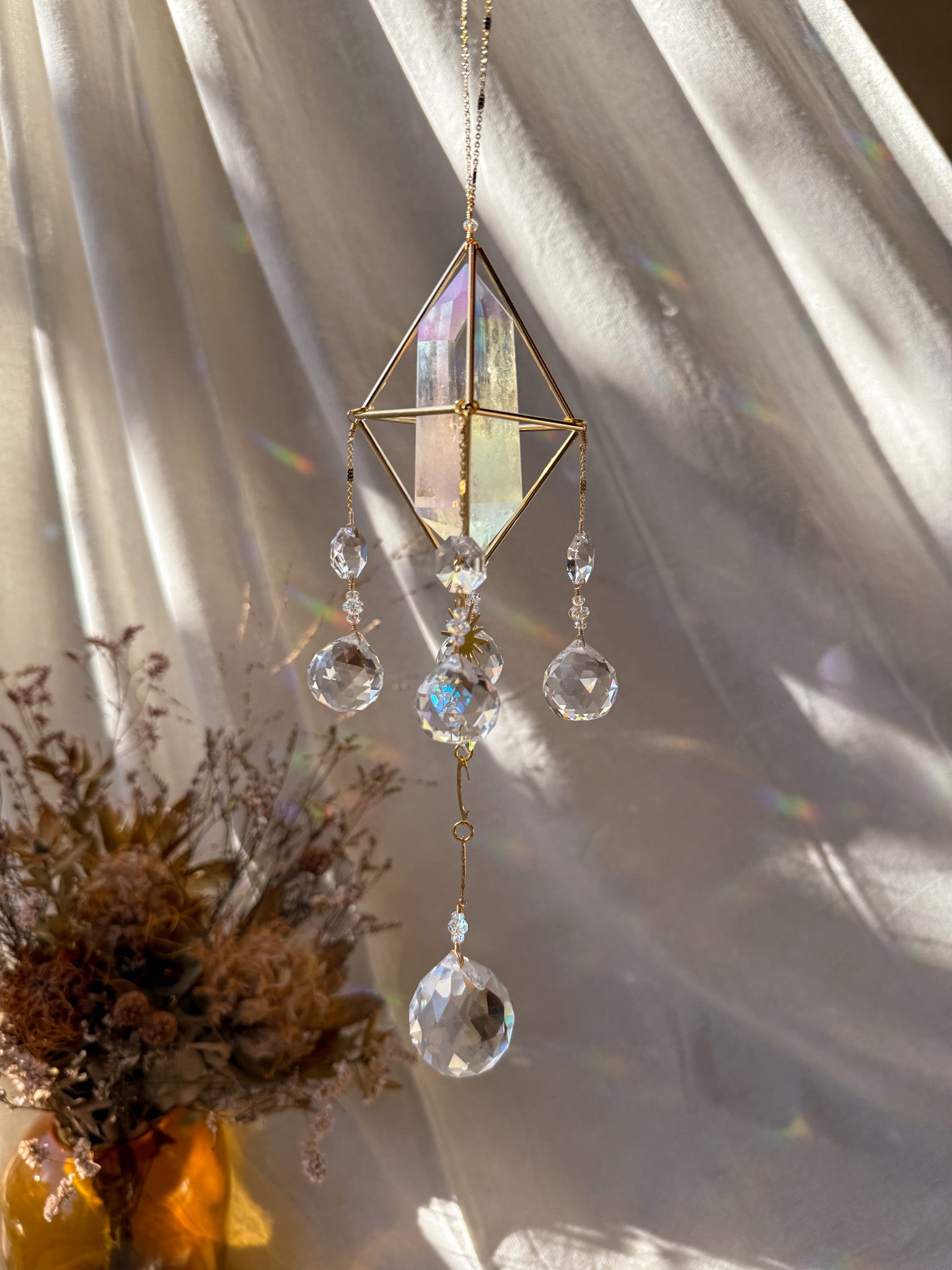 SUN and MOON - Rainbow Aura Quartz