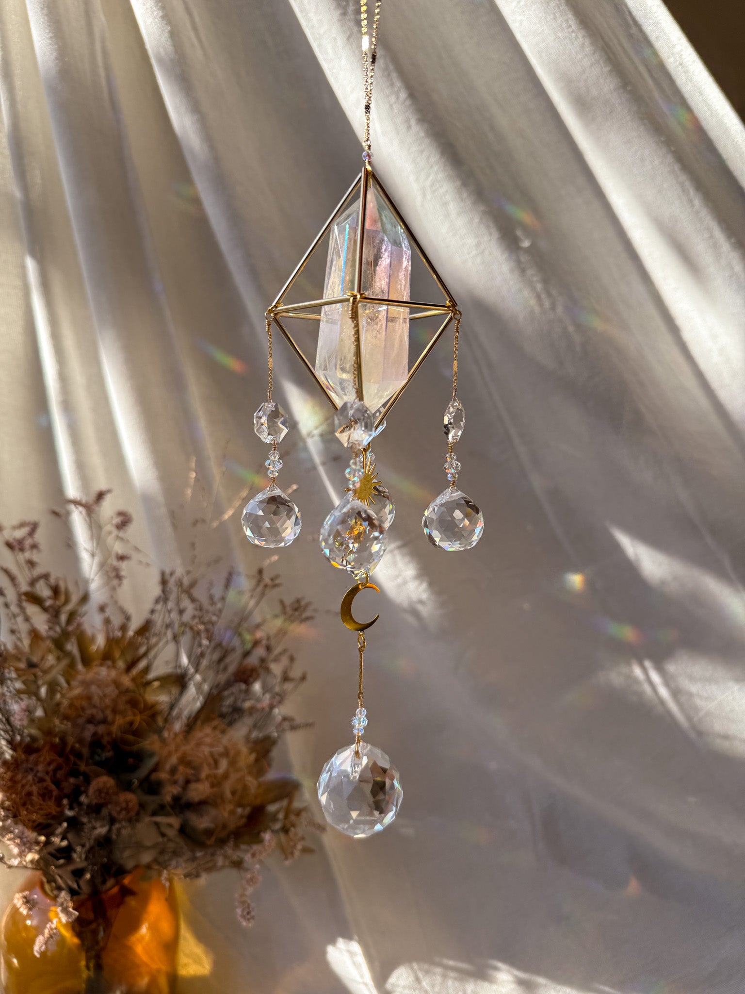 SUN and MOON - Rainbow Aura Quartz