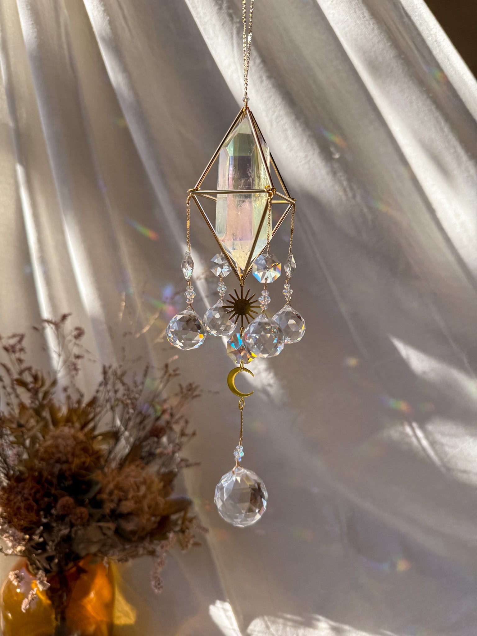 SUN and MOON - Rainbow Aura Quartz