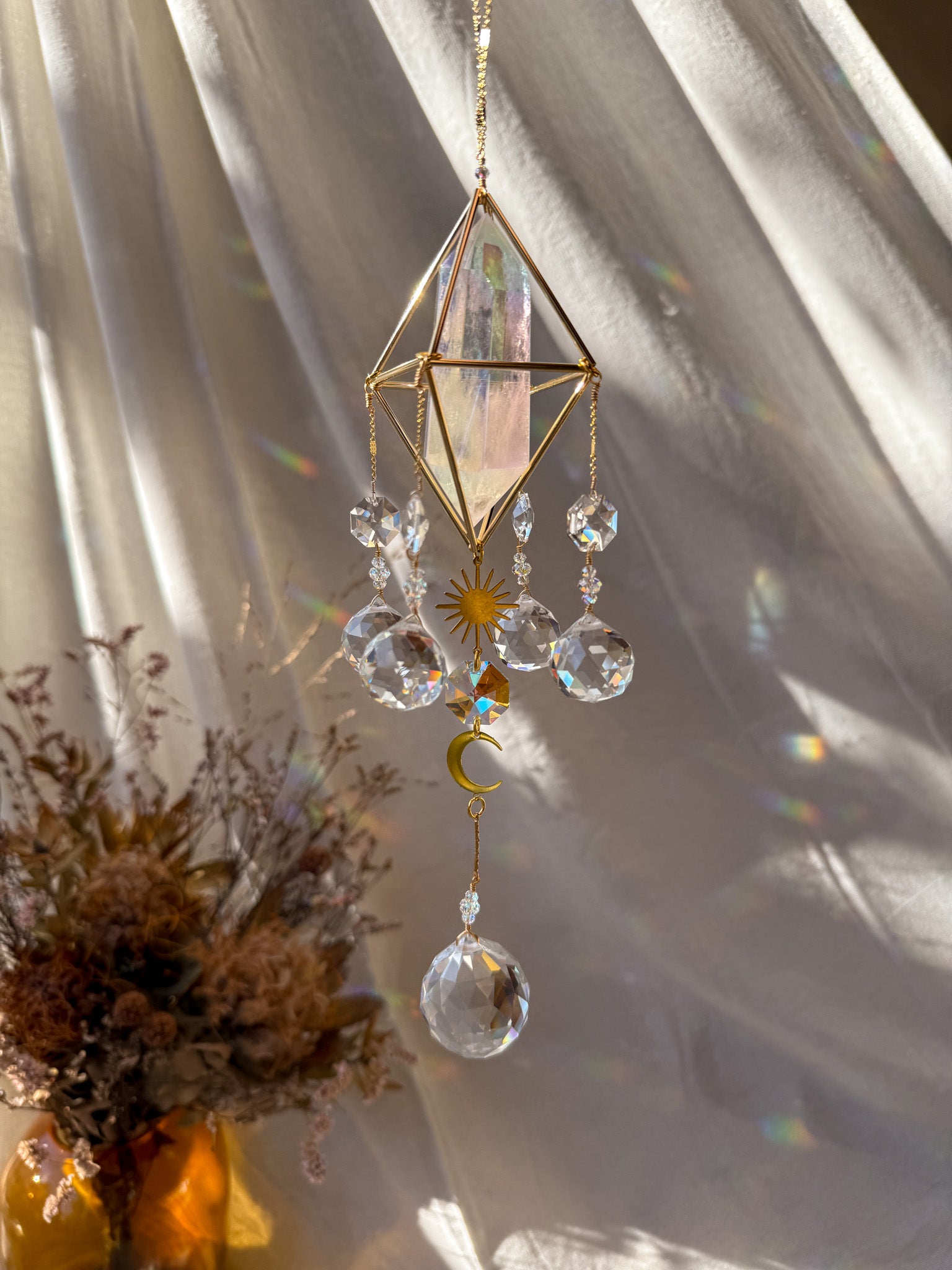 SUN and MOON - Rainbow Aura Quartz