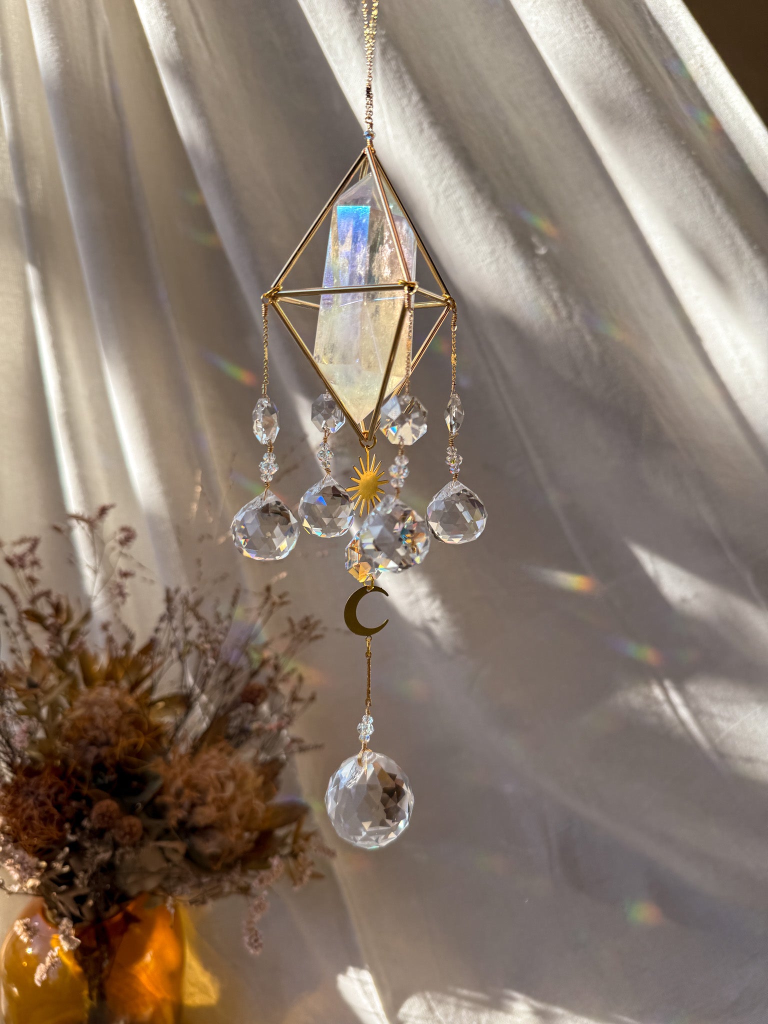 SUN and MOON - Rainbow Aura Quartz