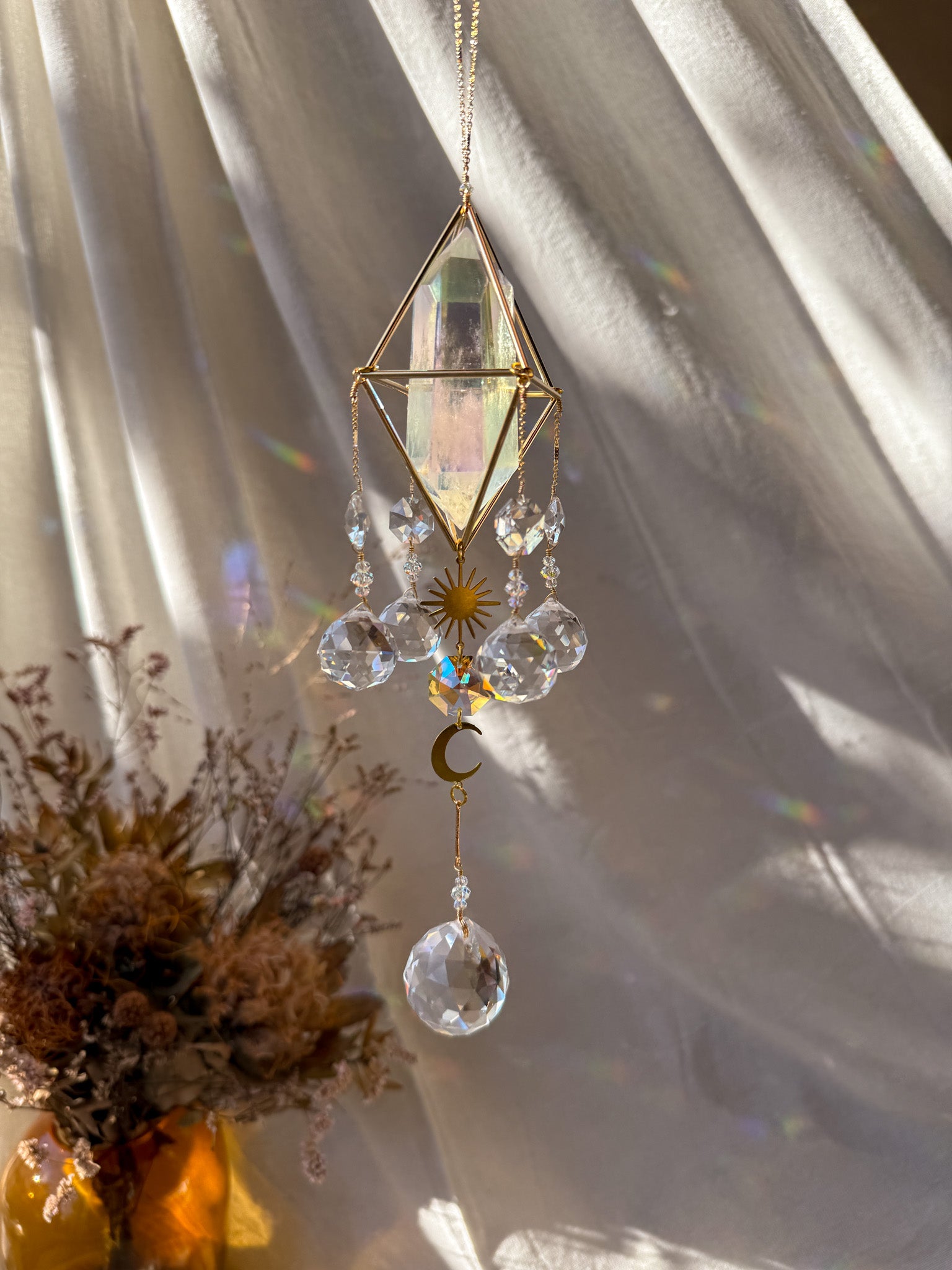 SUN and MOON - Rainbow Aura Quartz