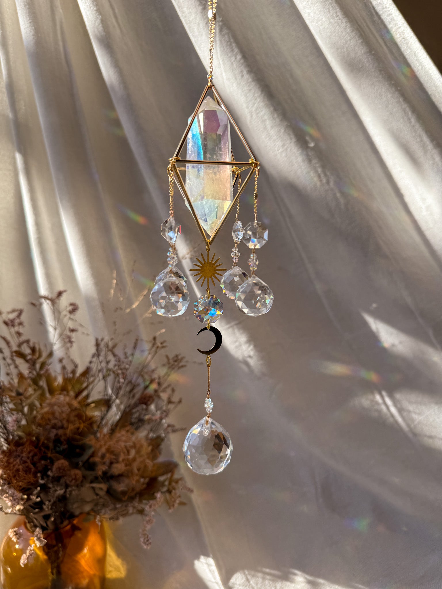 SUN and MOON - Rainbow Aura Quartz