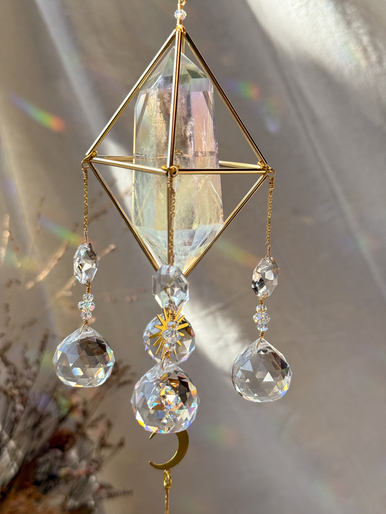 SUN and MOON - Rainbow Aura Quartz