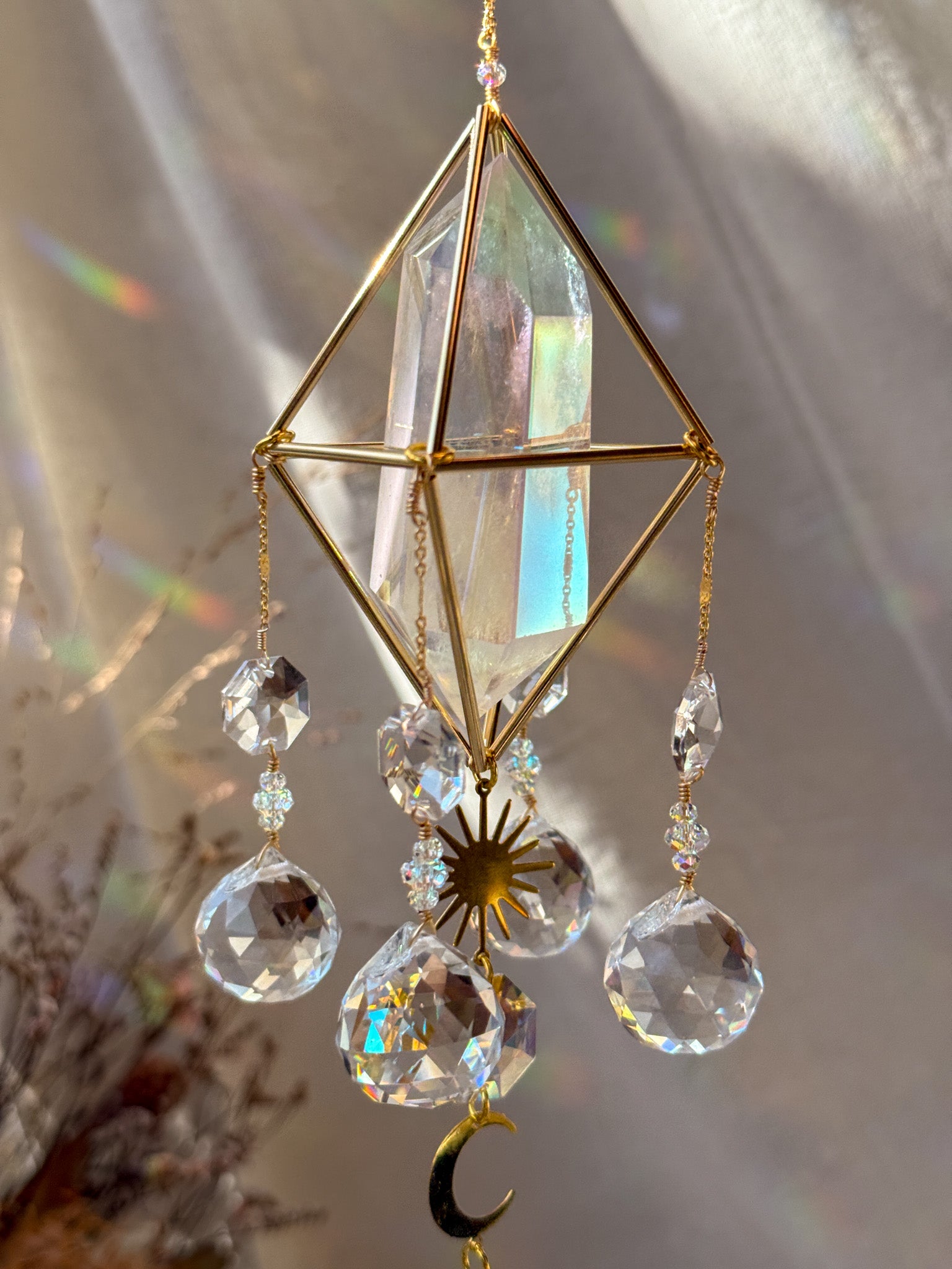 SUN and MOON - Rainbow Aura Quartz