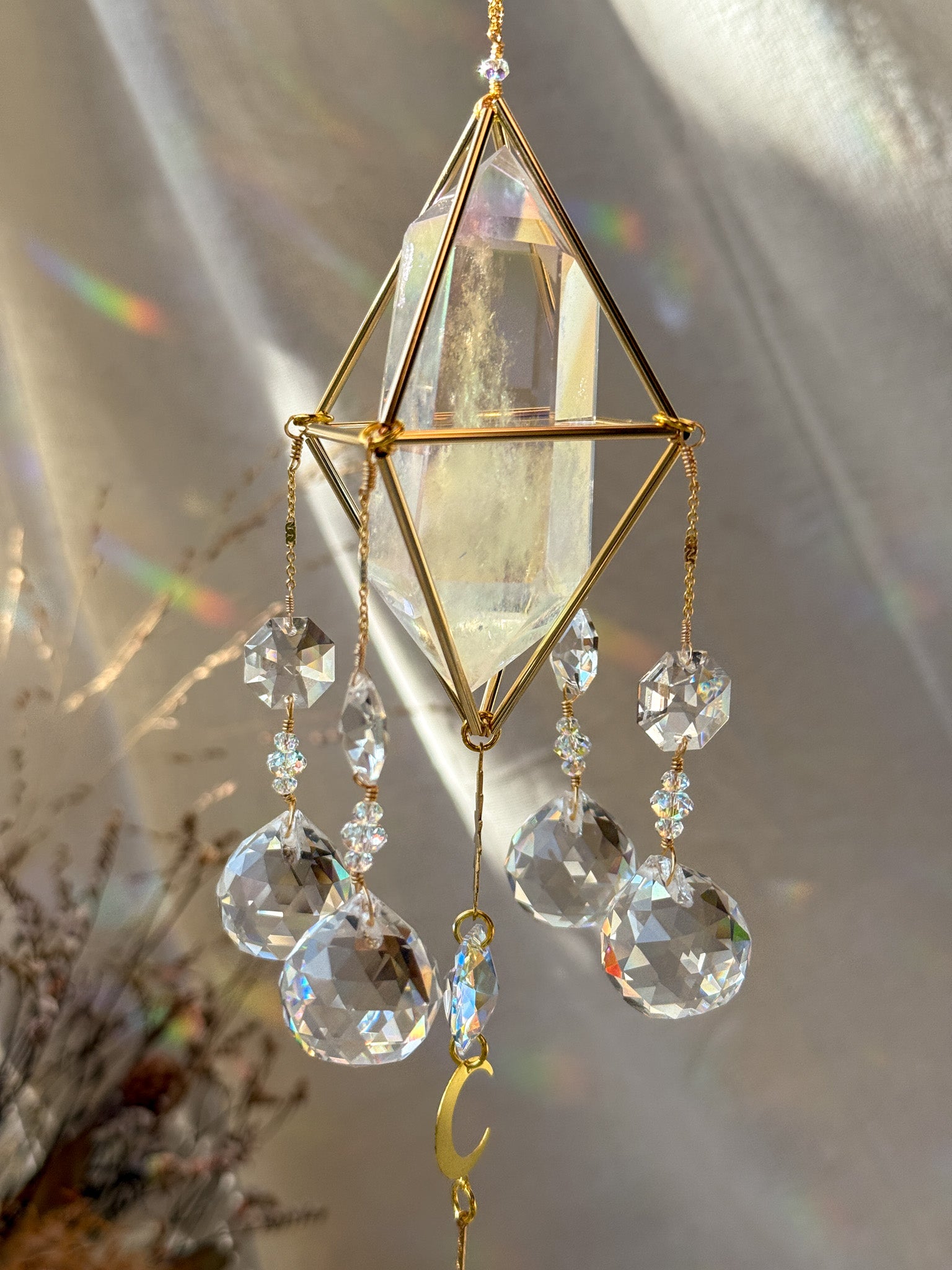 SUN and MOON - Rainbow Aura Quartz