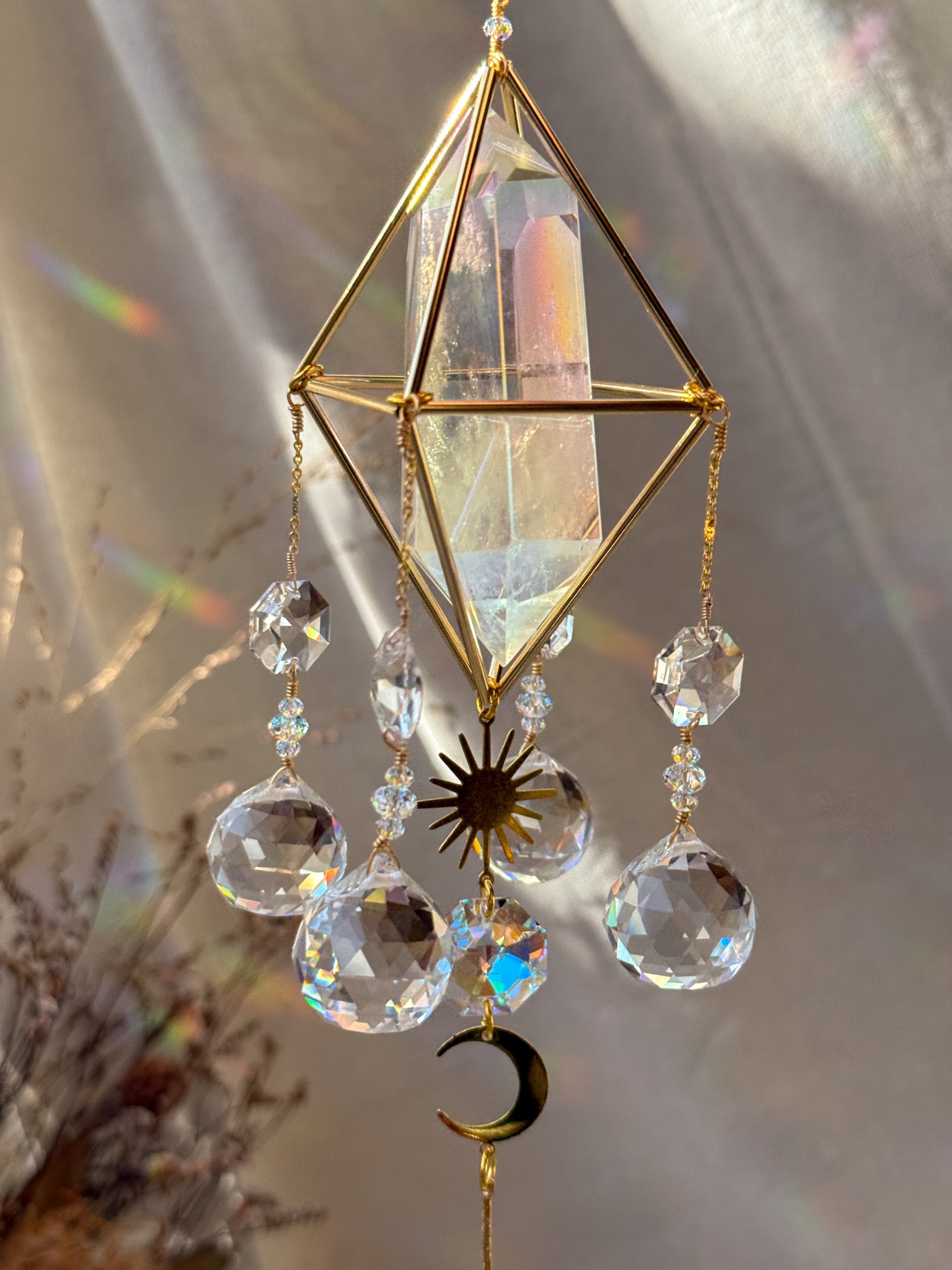 SUN and MOON - Rainbow Aura Quartz