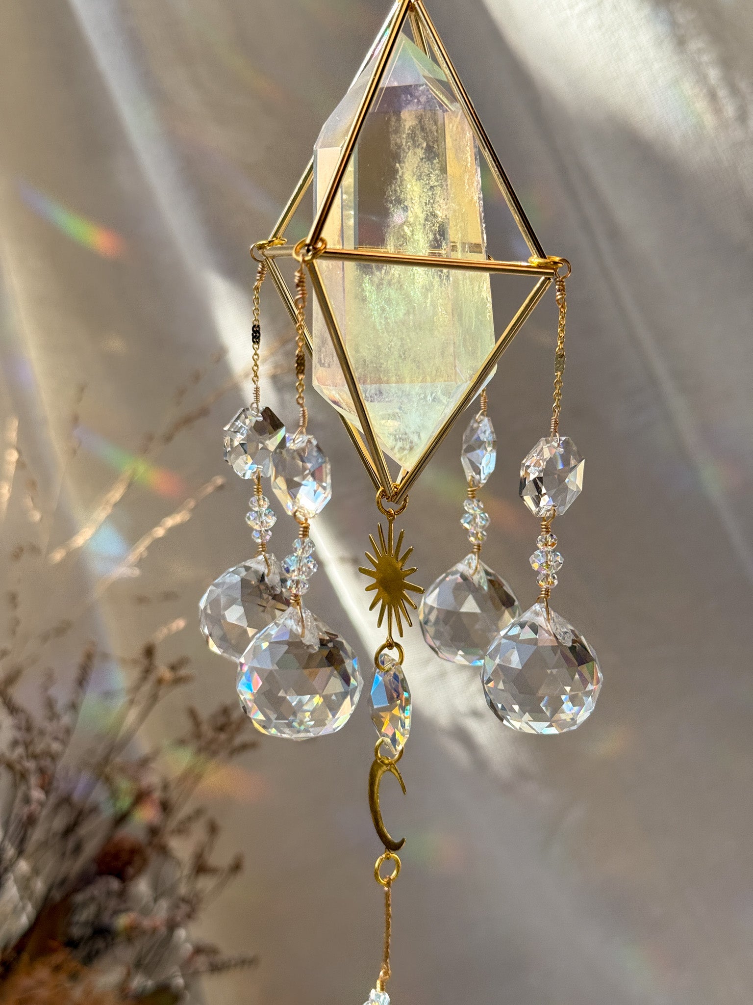 SUN and MOON - Rainbow Aura Quartz