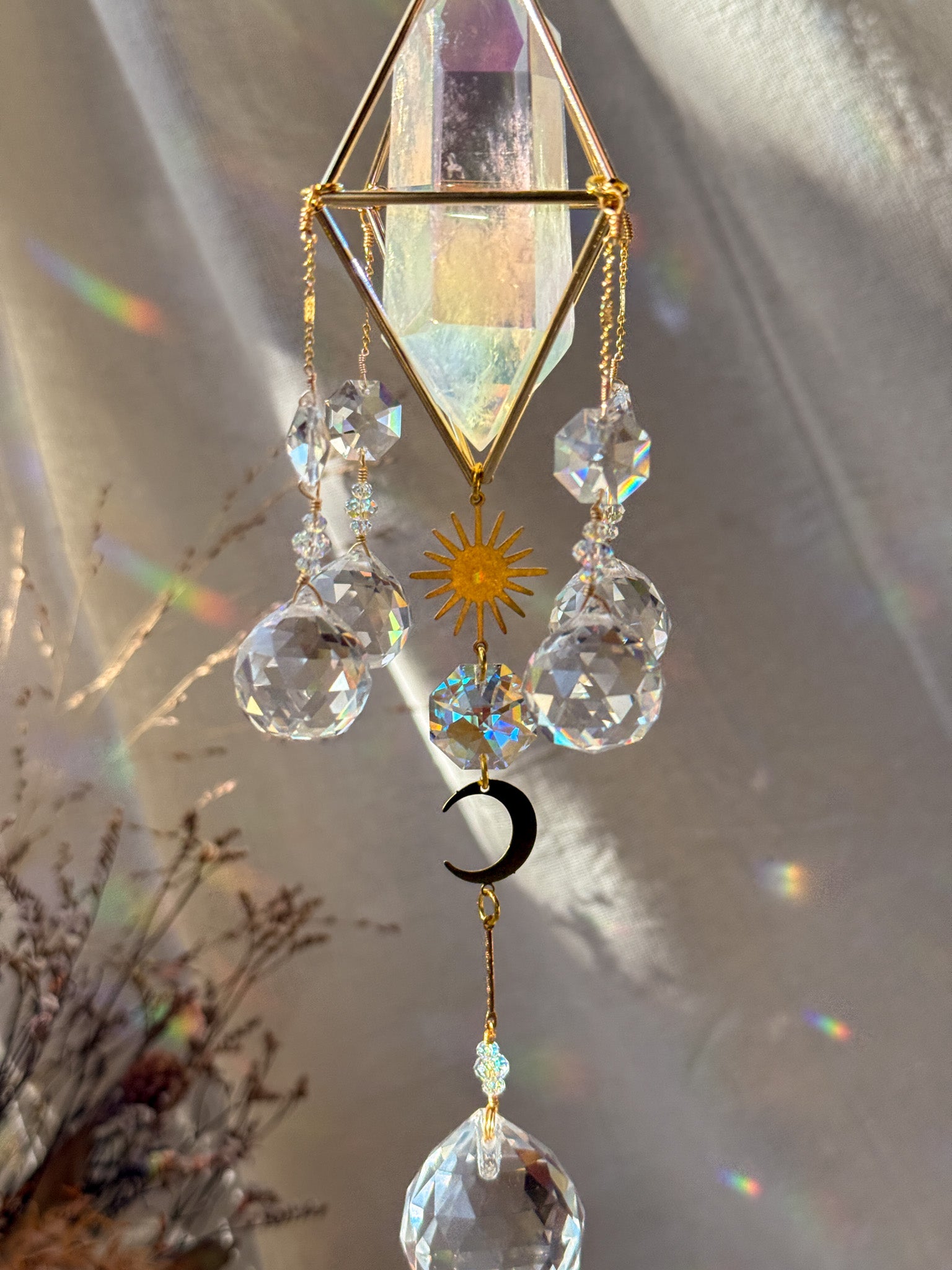 SUN and MOON - Rainbow Aura Quartz