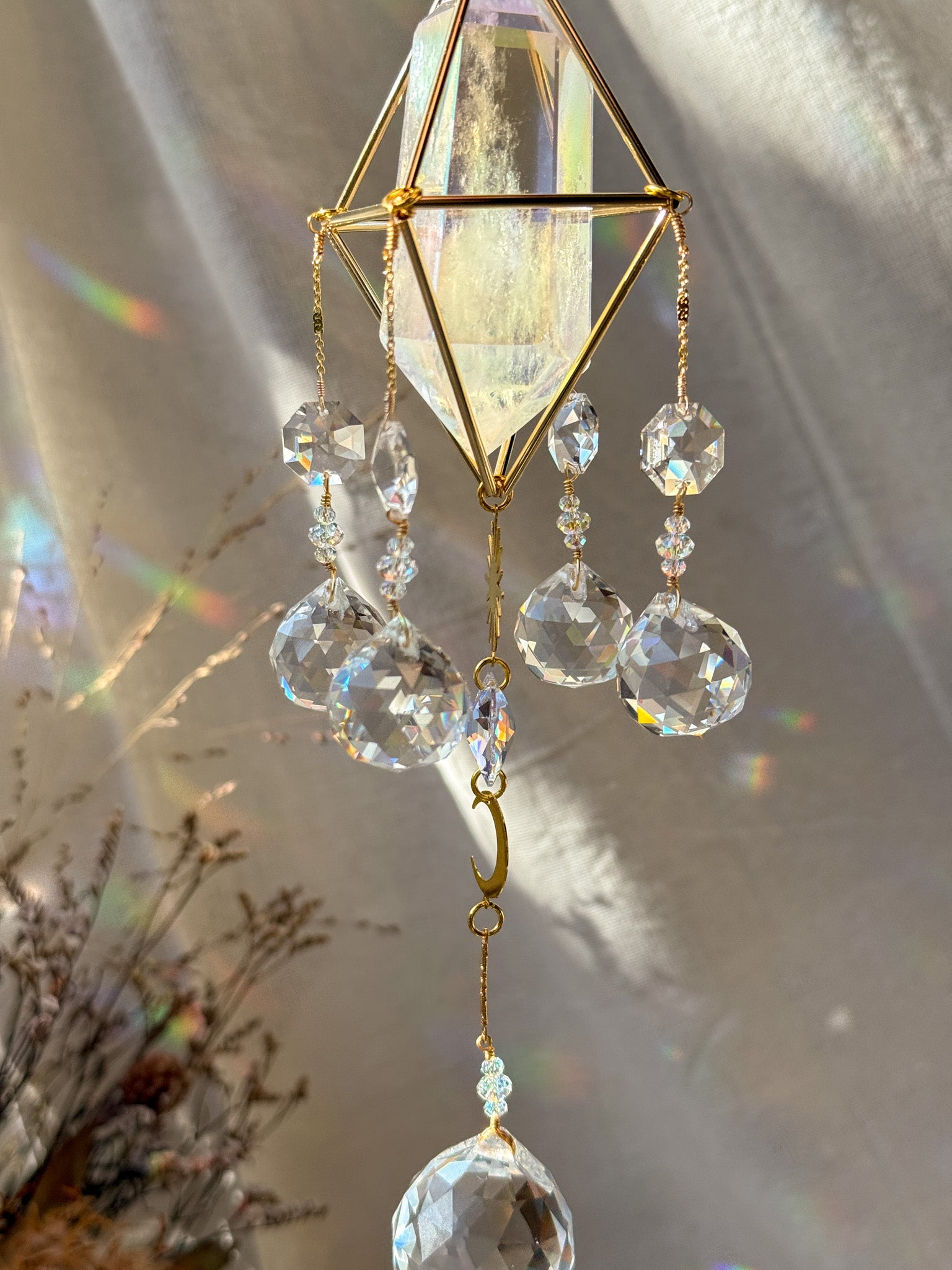 SUN and MOON - Rainbow Aura Quartz